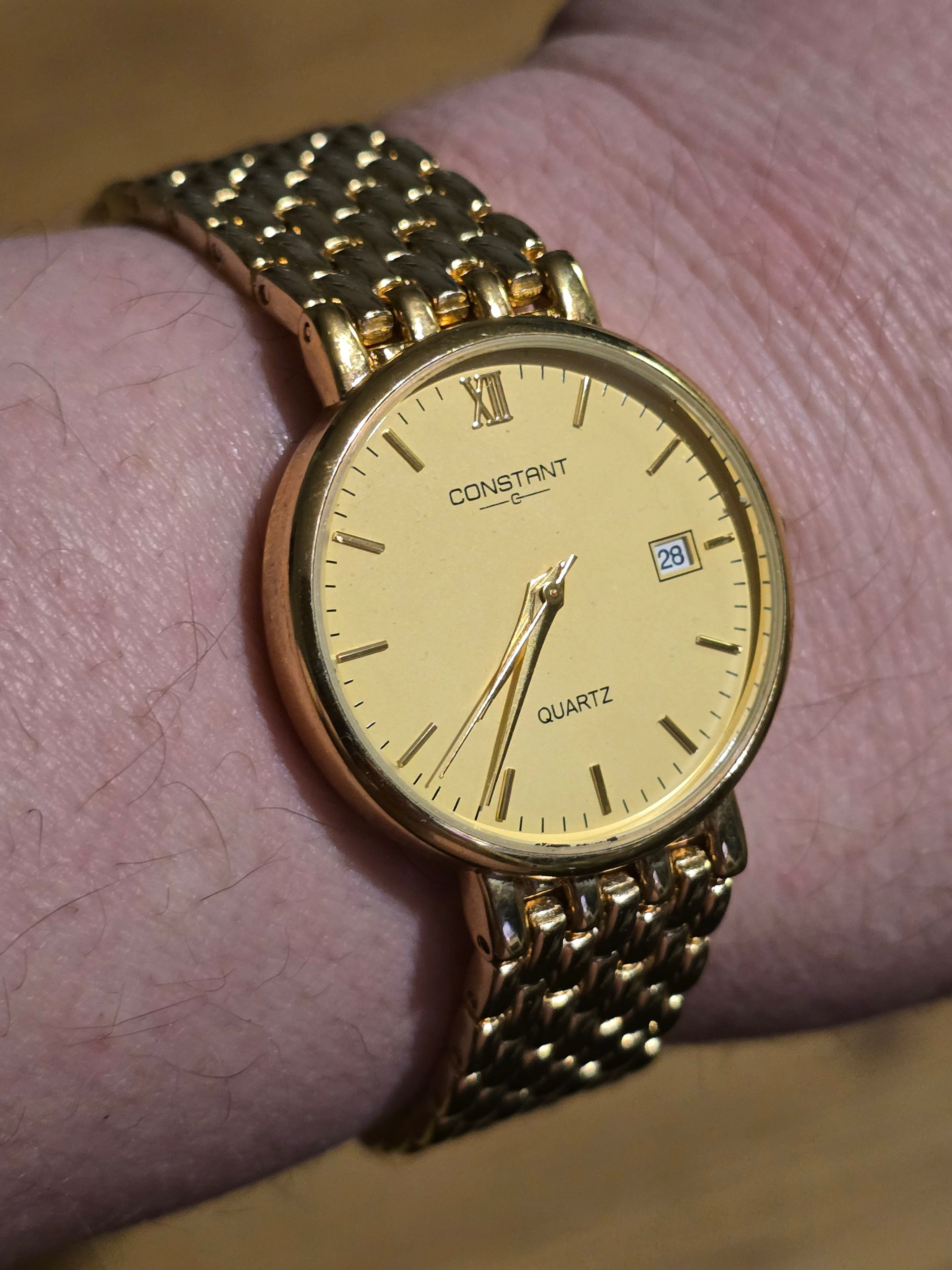 Constant Mens Gold Coloured Quartz Dress Watch - New