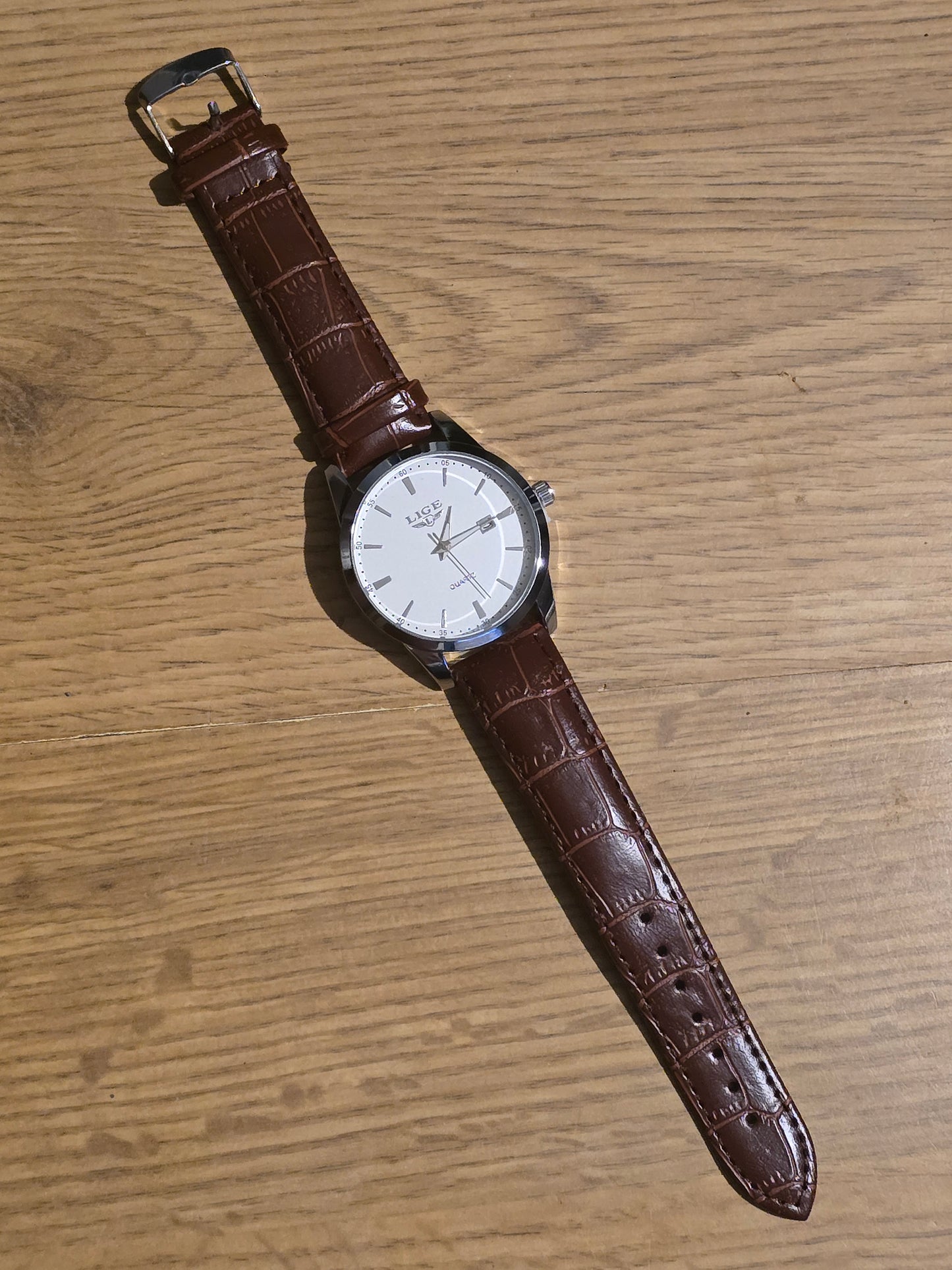 Lige Mens Brown/Silver Quartz Watch - New - 1