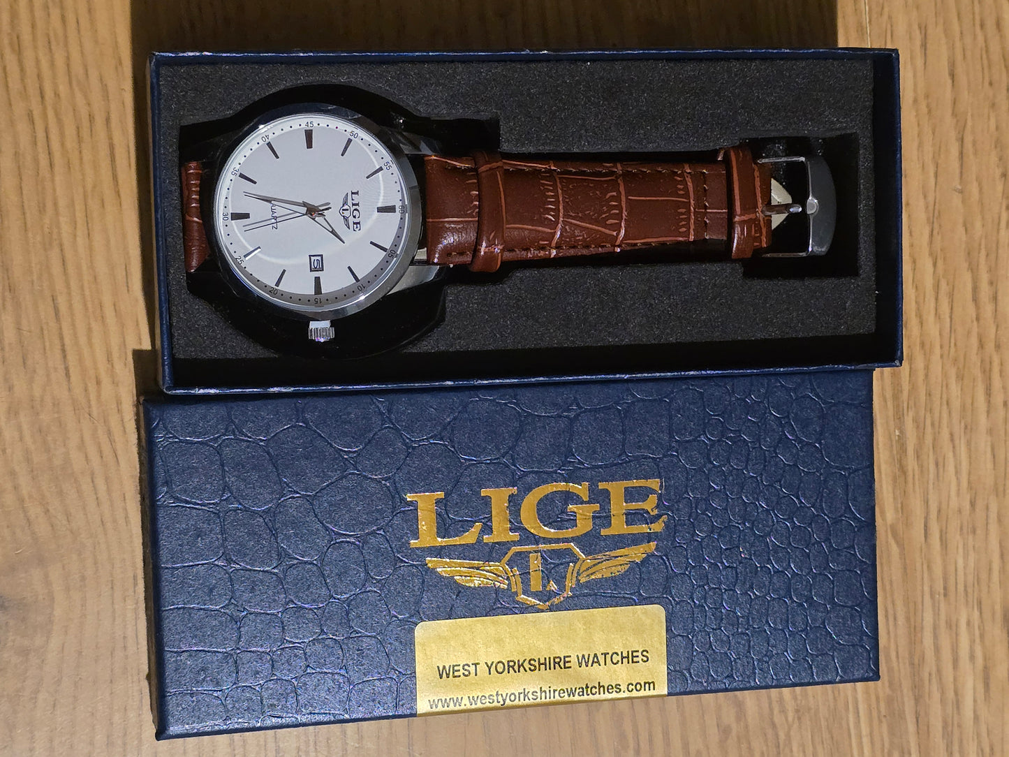 Lige Mens Brown/Silver Quartz Watch - New - 1