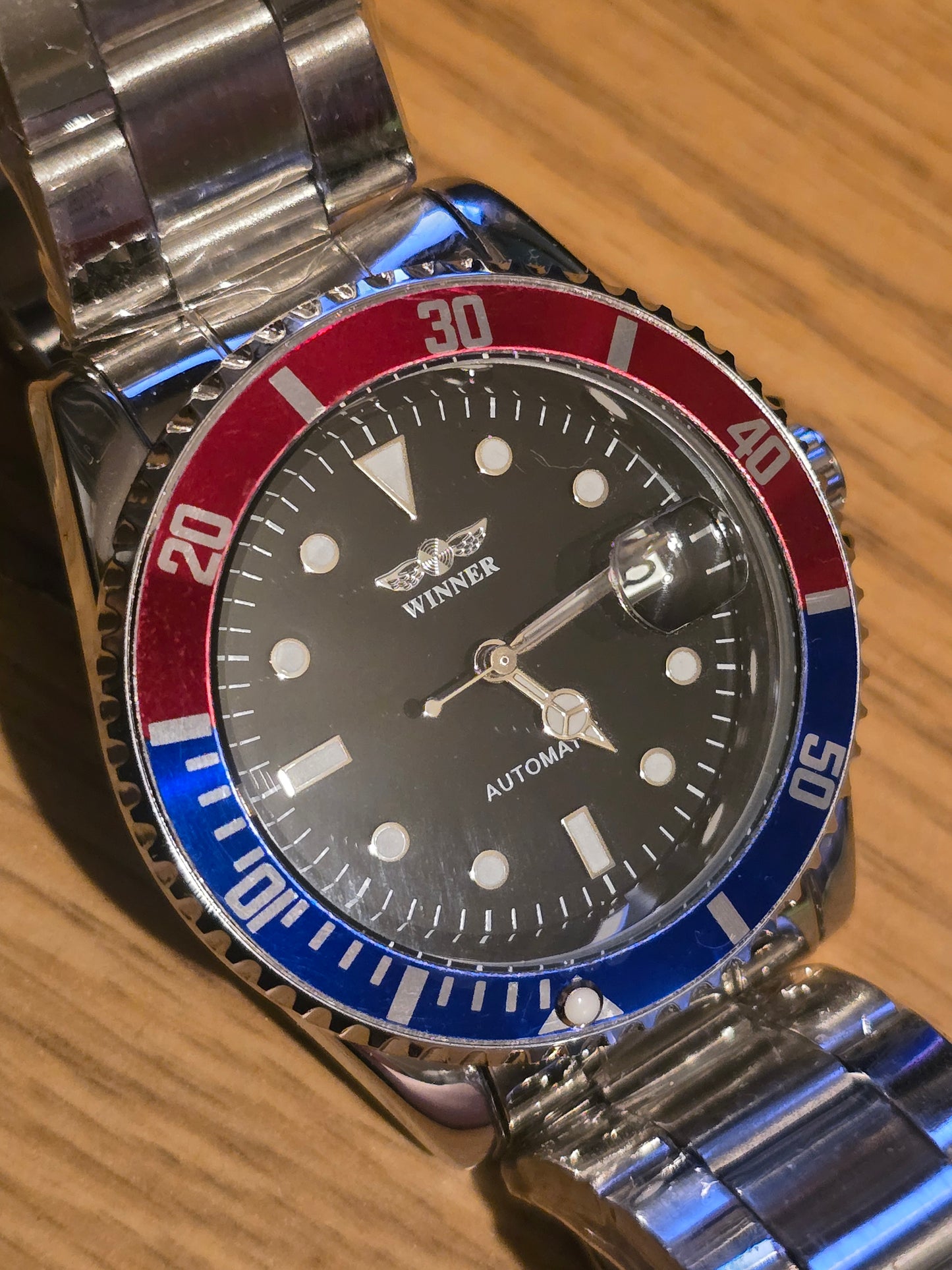 Winner Mens Automatic Self-Winding Watch - Red/Blue - New - 1