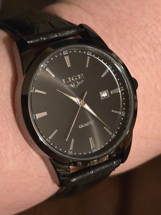 Lige Black Mens Quartz Watch - New - 1