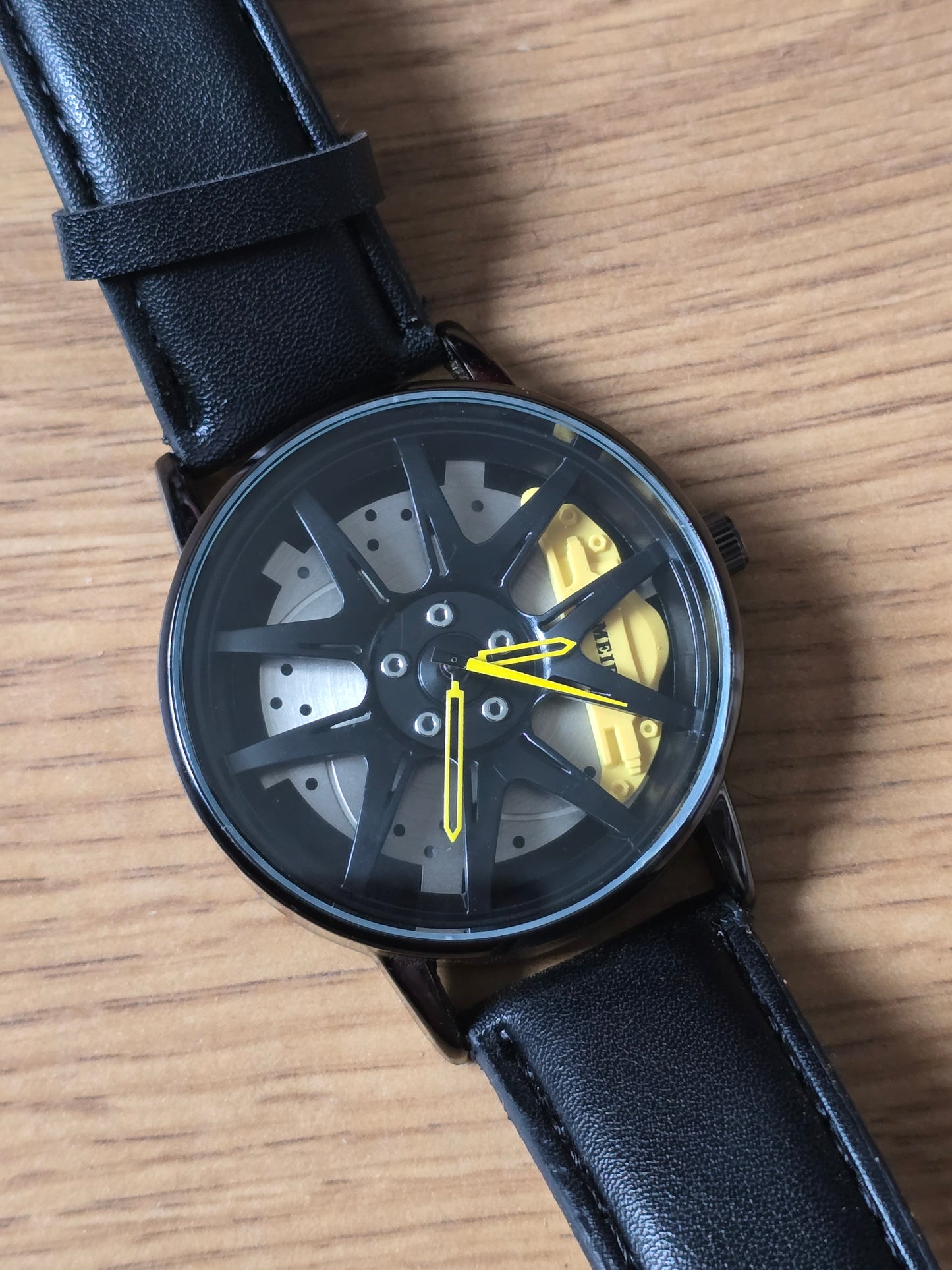 Mens Alloy Wheel Style Quartz Watch - Yellow - New - 1