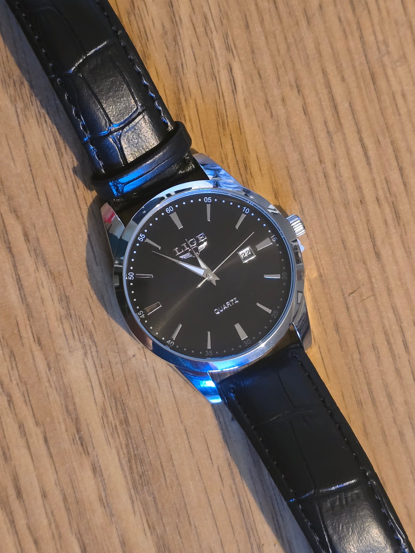 Lige Black/Silver Quartz Watch - New - 1