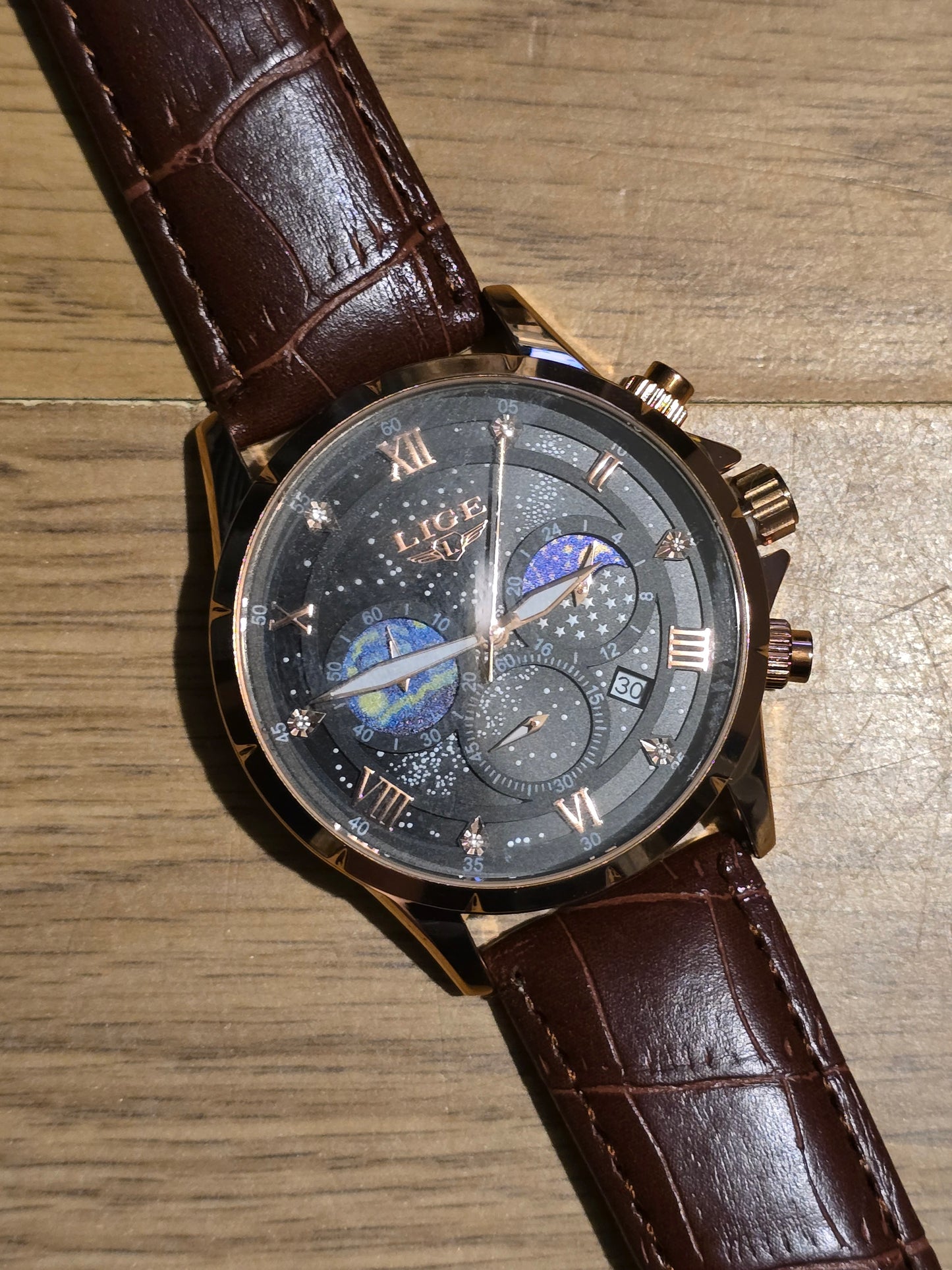 Lige Mens Chronograph Quartz Watch - New - 1