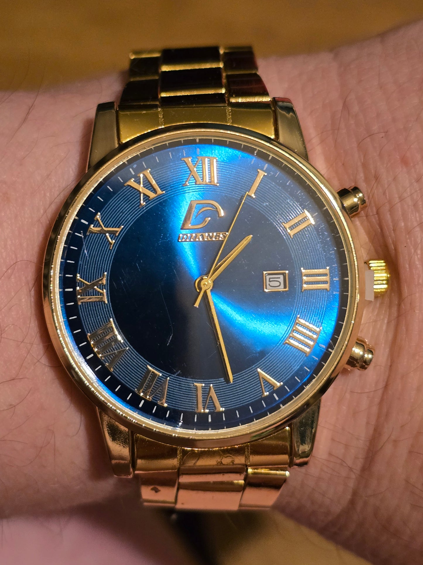 Dijanes Mens Gold Coloured Quartz Watch - New