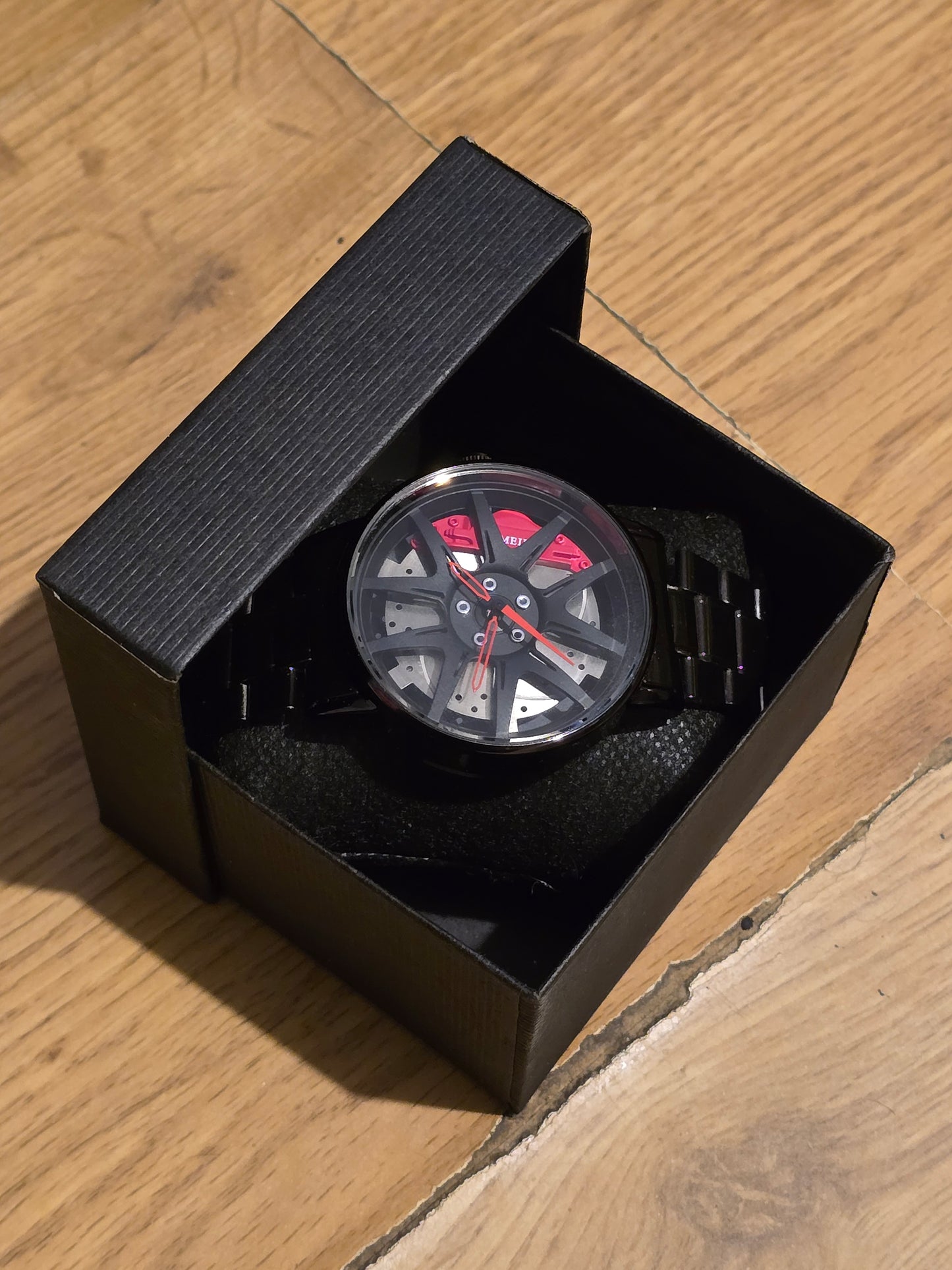 Mens Alloy Wheel Style Quartz Watch - Red - New - 1