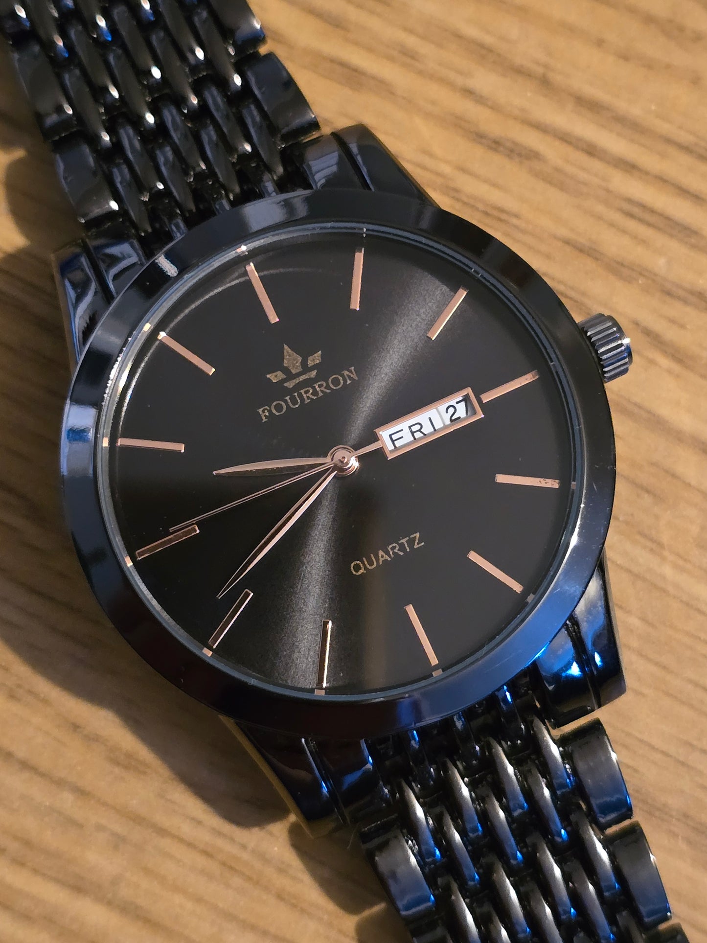 Fourron Mens Black Quartz Watch - New