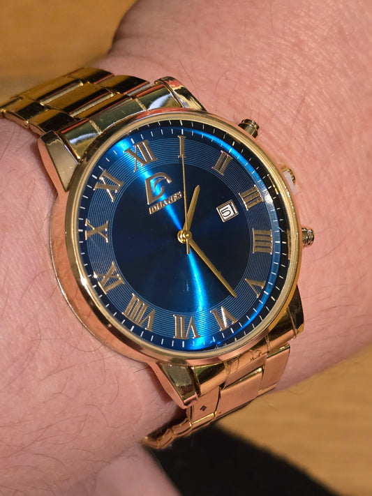 Dijanes Mens Gold Coloured Quartz Watch - New