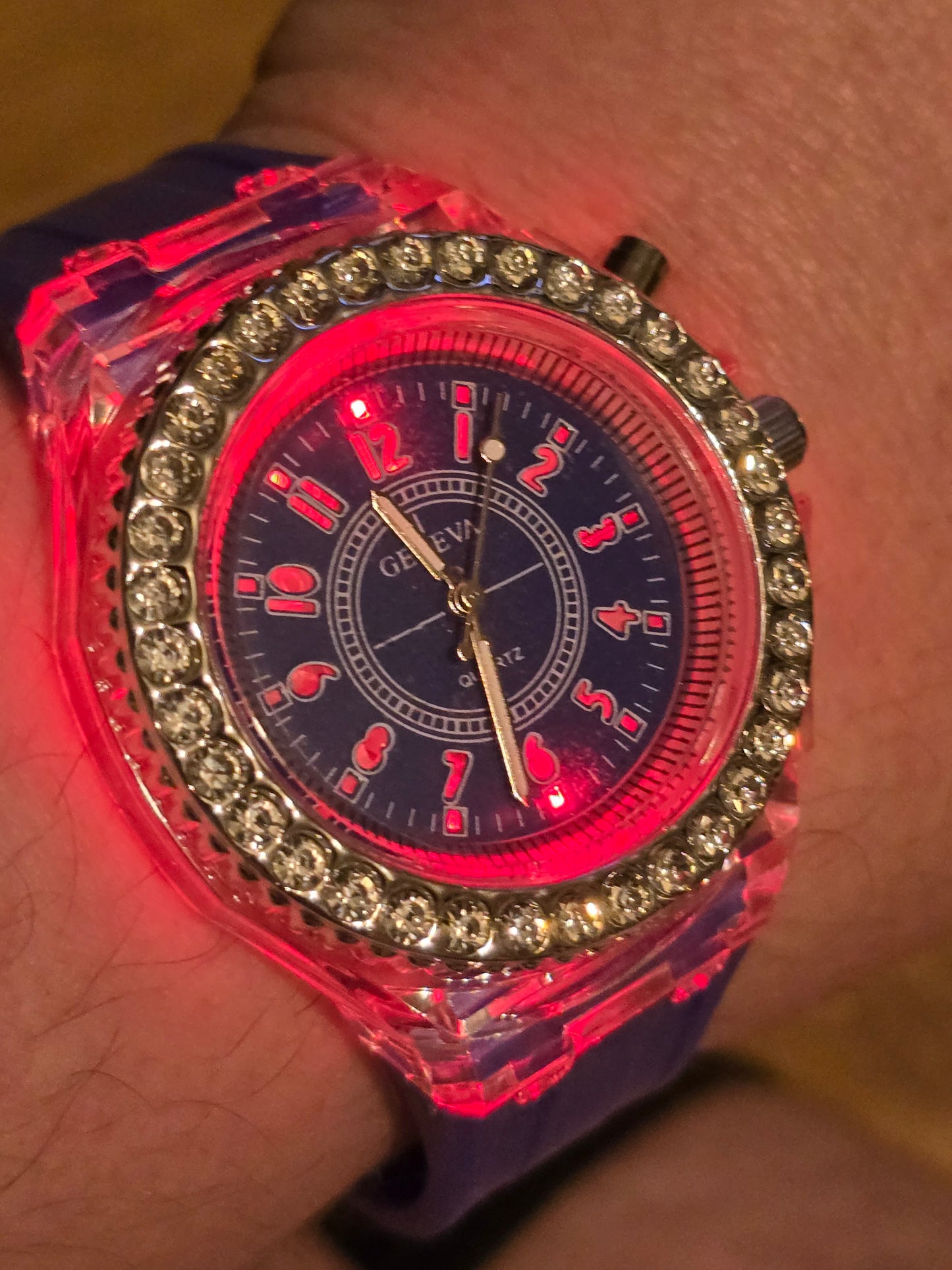 Geneva Unisex Multi-coloured LED Quartz Watch - New