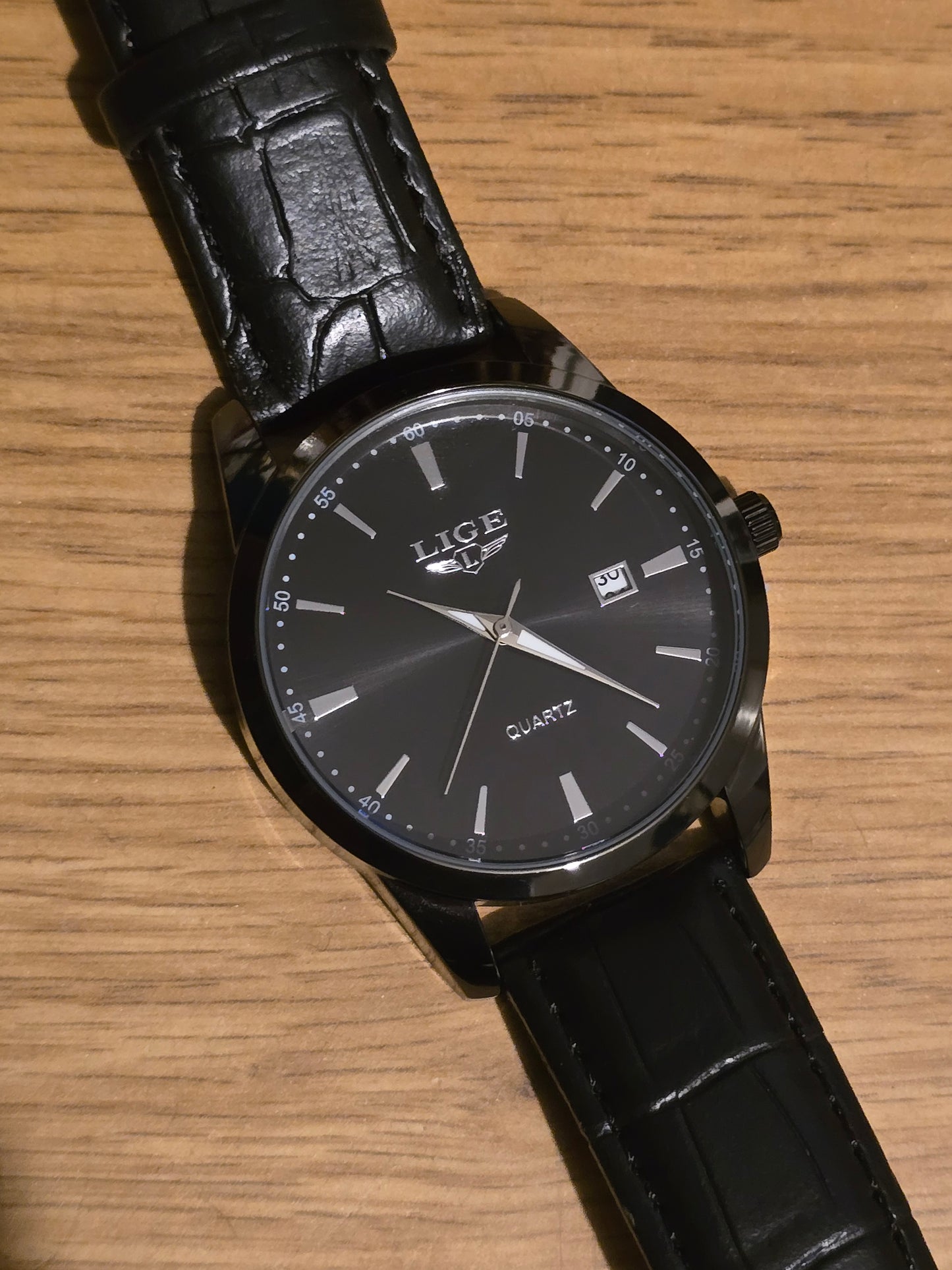 Lige Black Mens Quartz Watch - New - 1