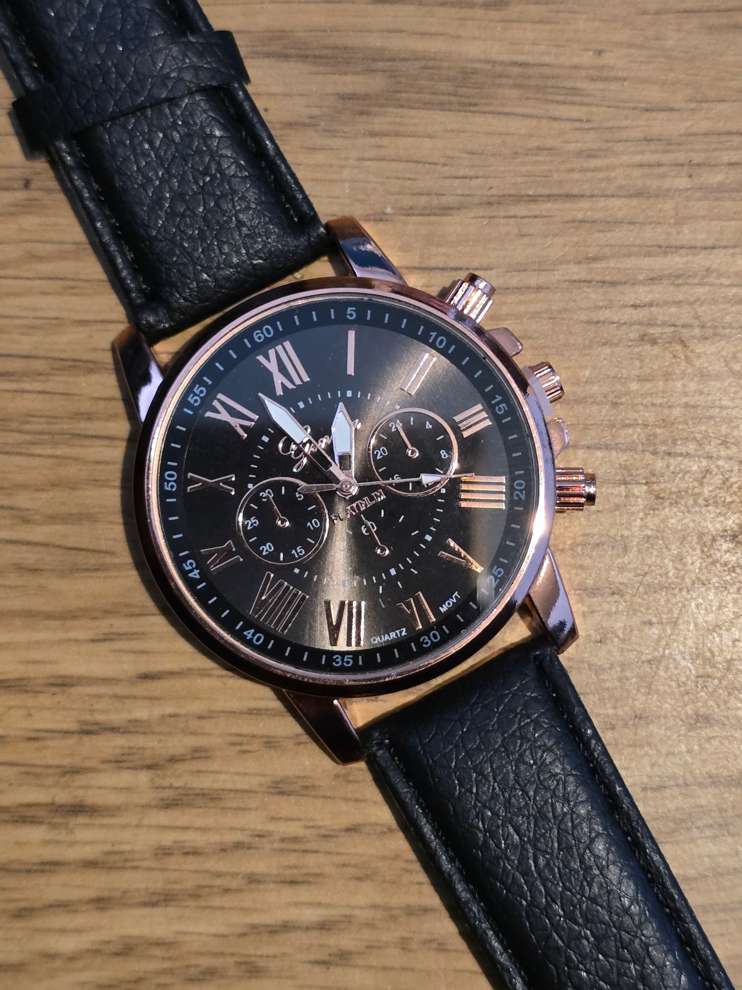 Geneva Platinum Black Quartz Watch - New