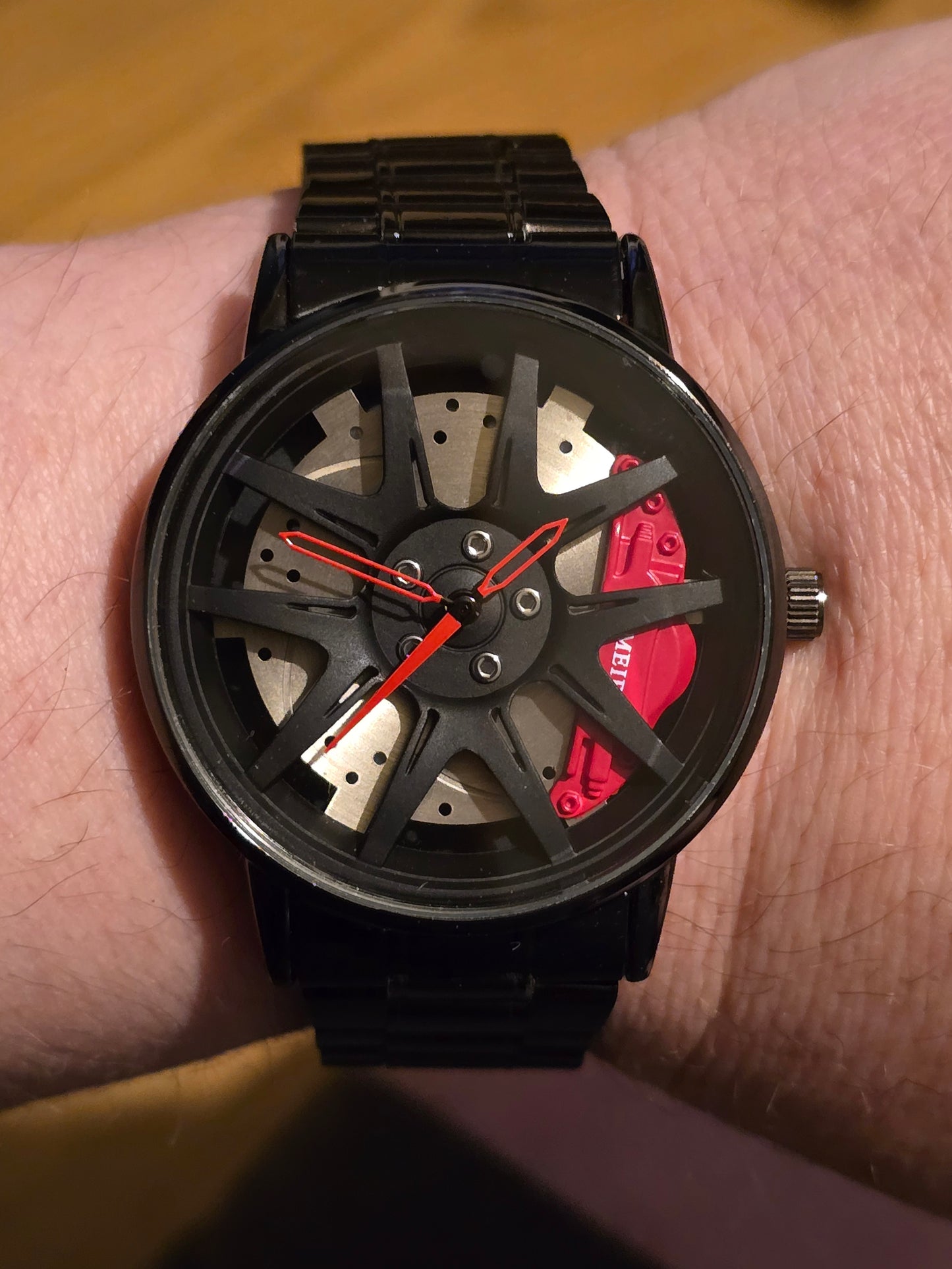 Mens Alloy Wheel Style Quartz Watch - Red - New - 1