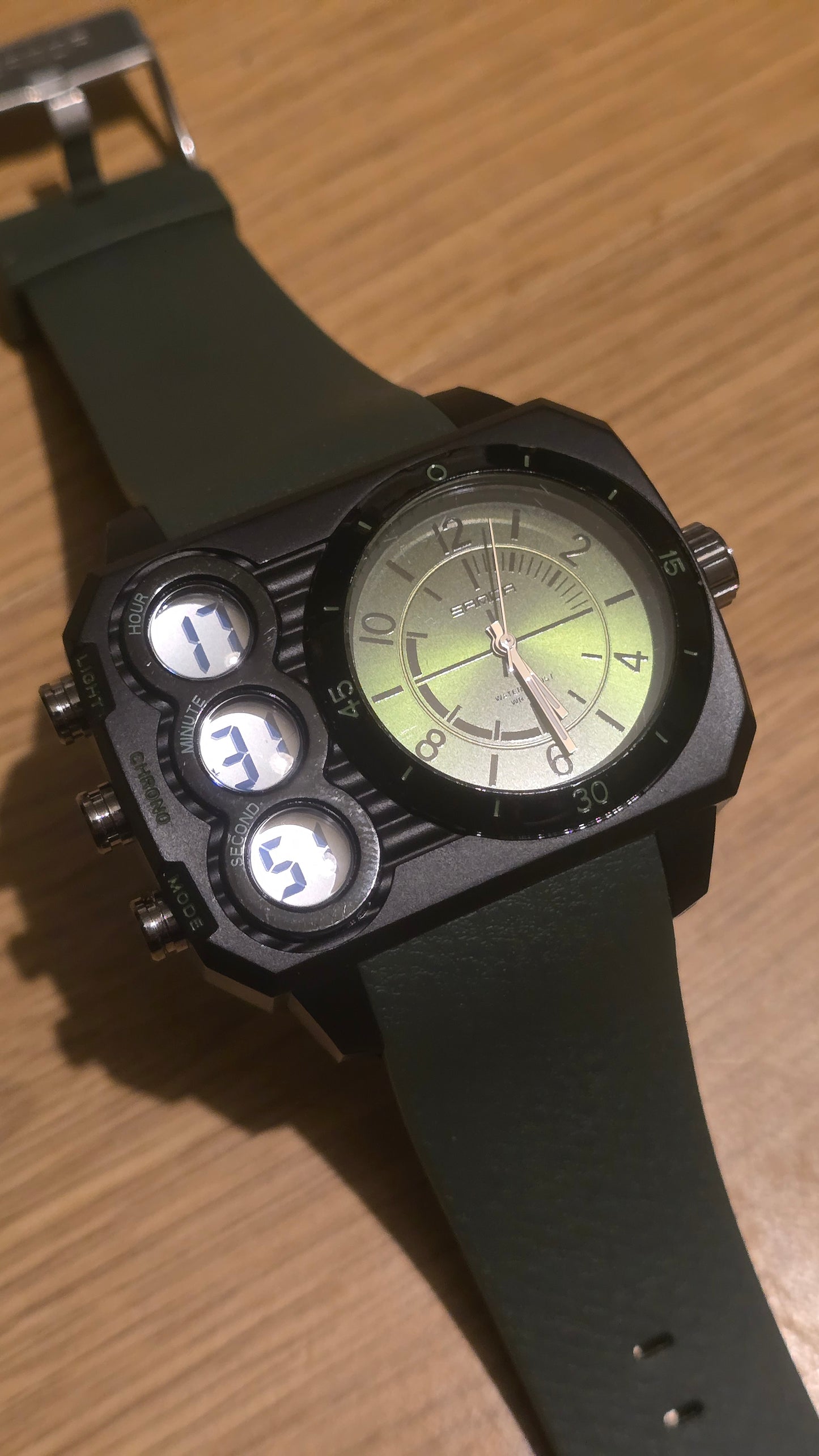 Sanda Dual-Time Mens Quartz Watch - Green - New - 1