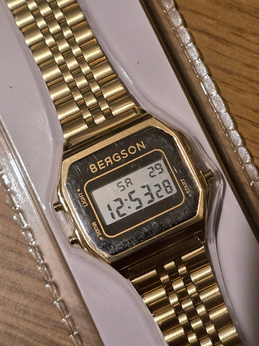 Bergson Unisex Digital Watch - Gold - New