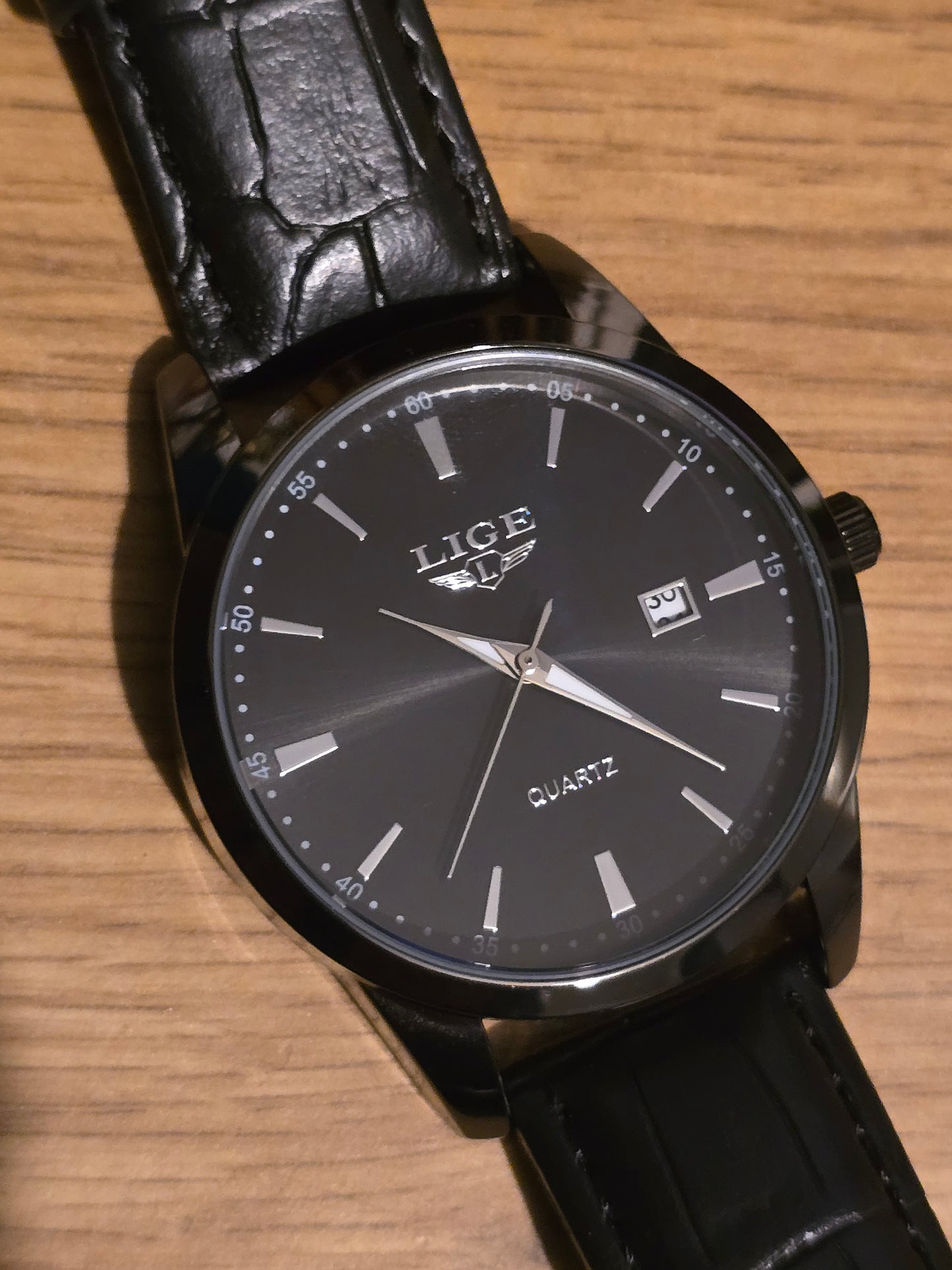 Lige Black Mens Quartz Watch - New - 1