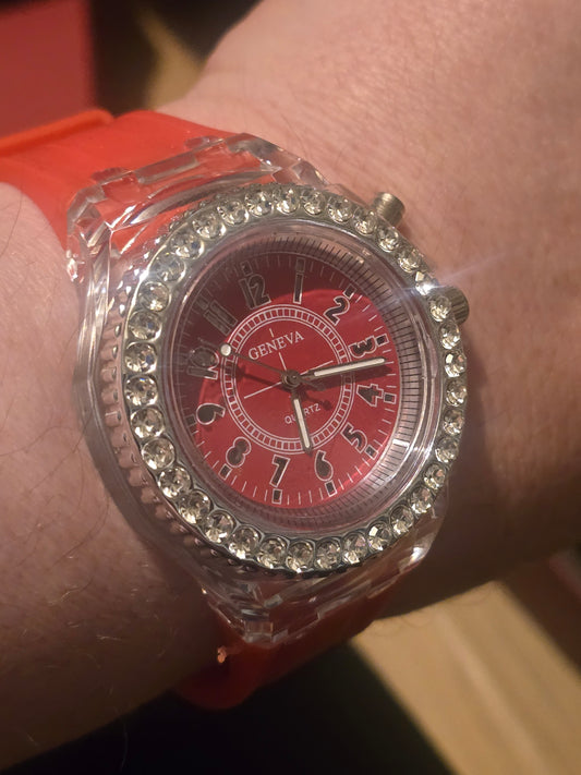 Geneva Unisex Multi-coloured LED Quartz Watch - New