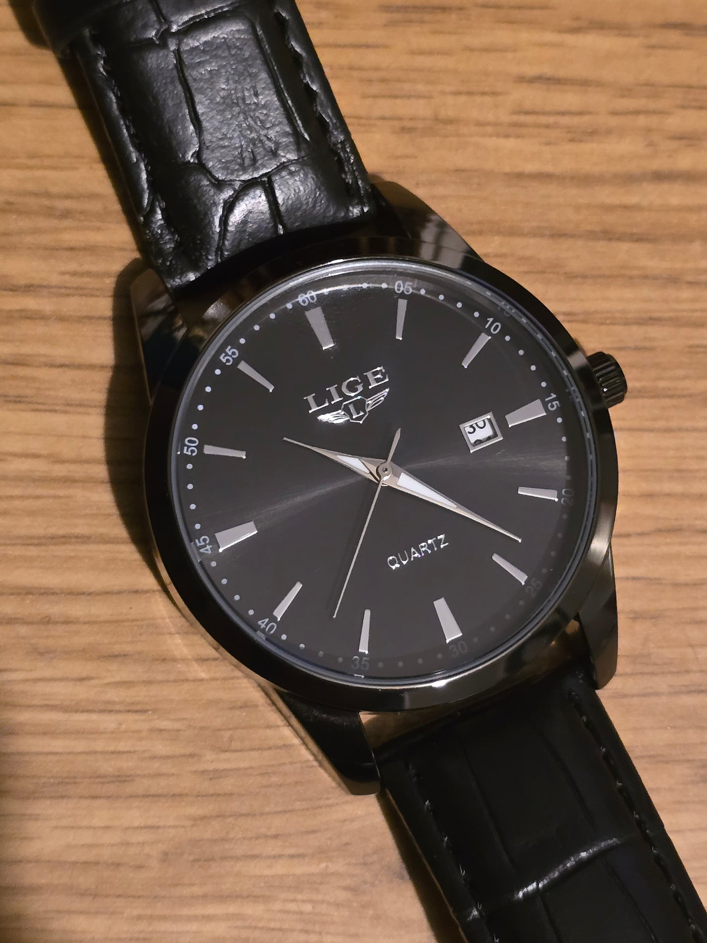 Lige Black Mens Quartz Watch - New - 1