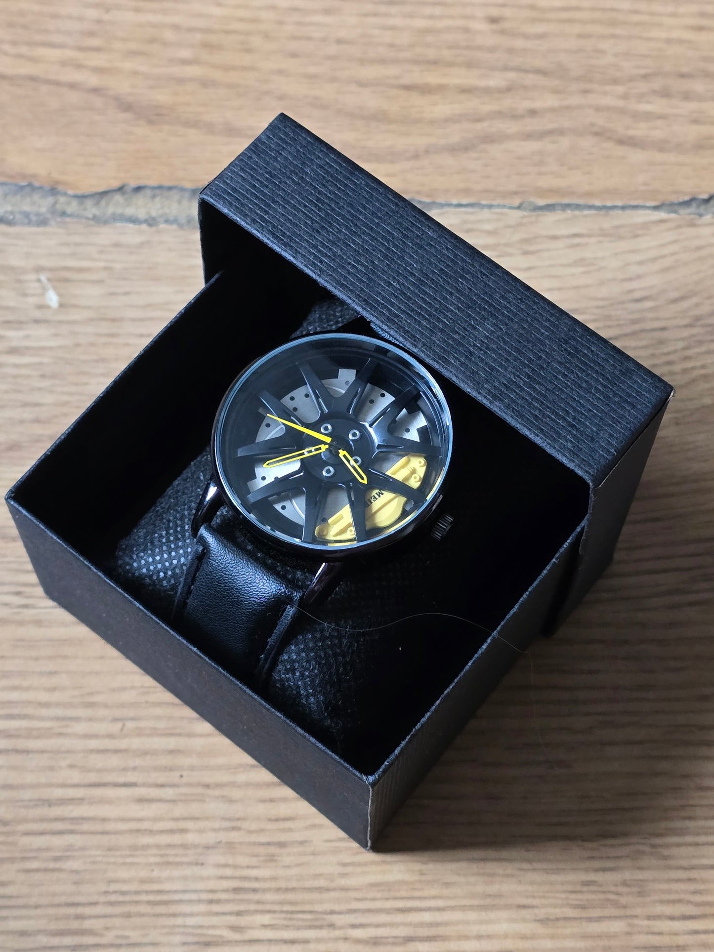 Mens Alloy Wheel Style Quartz Watch - Yellow - New - 1