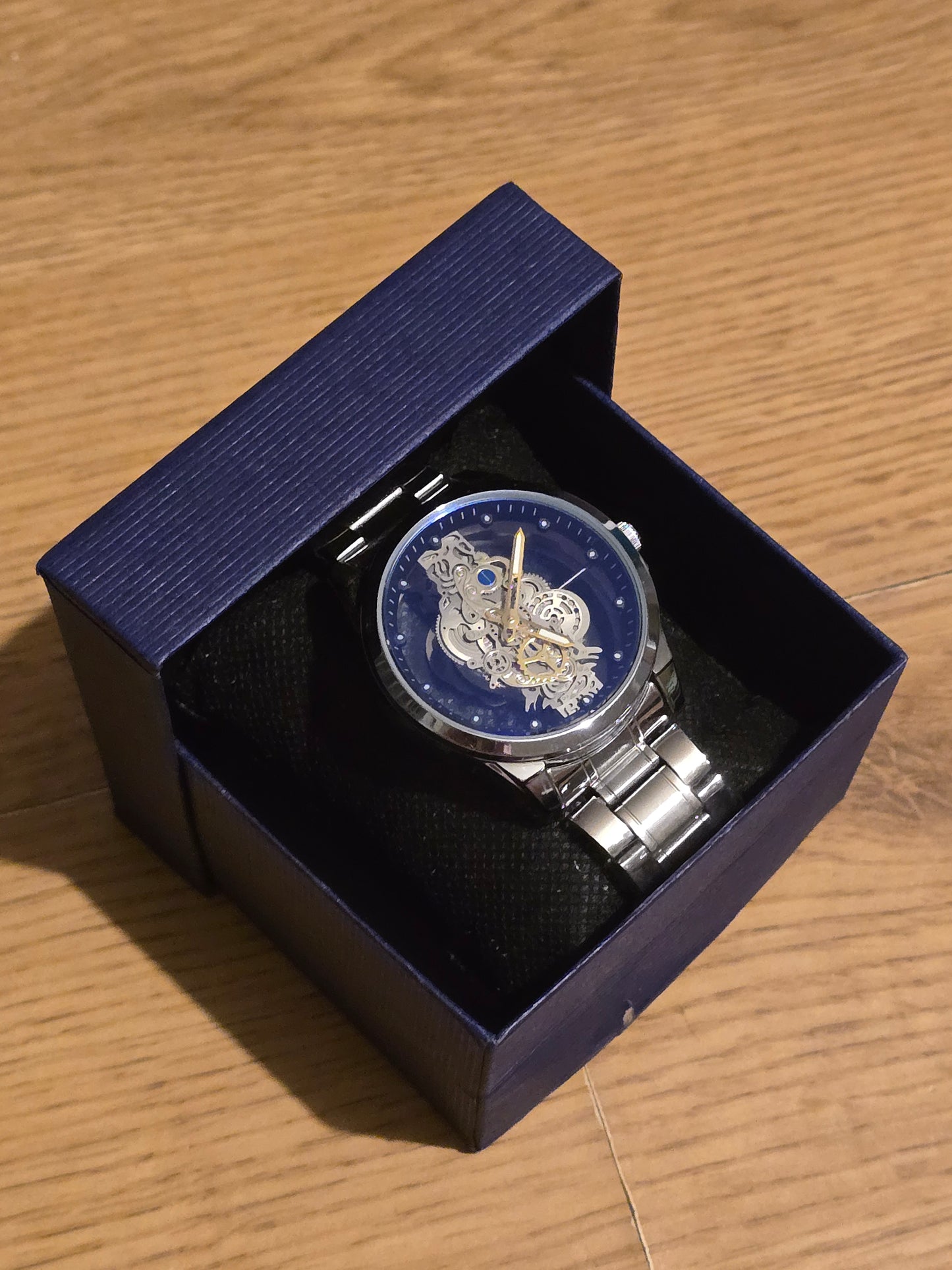 Louisifs Mens Skeleton Quartz Watch - Silver - New - 1