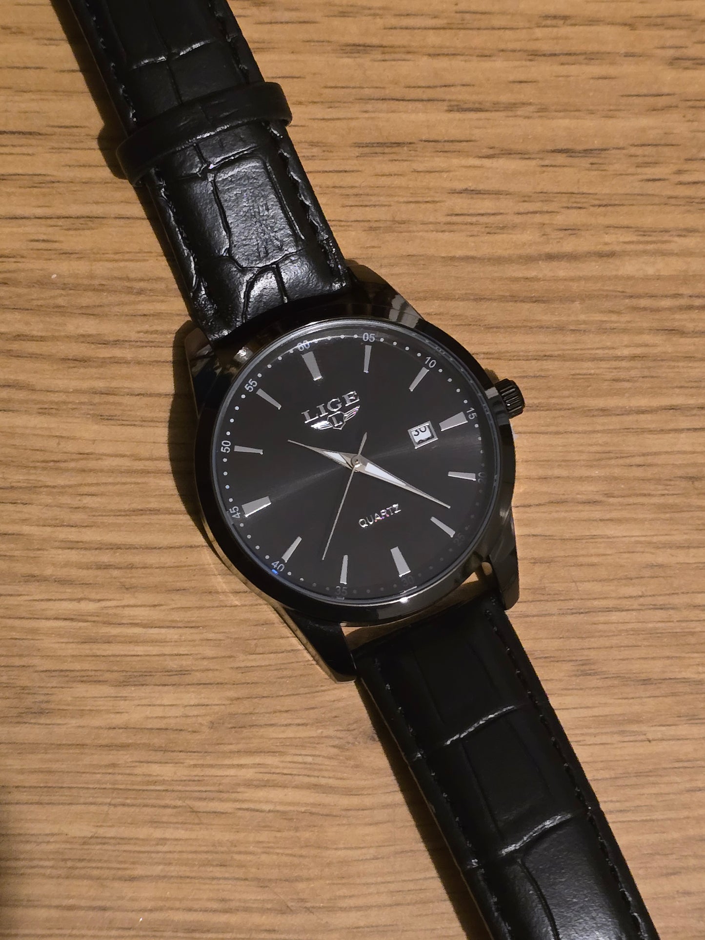 Lige Black Mens Quartz Watch - New - 1