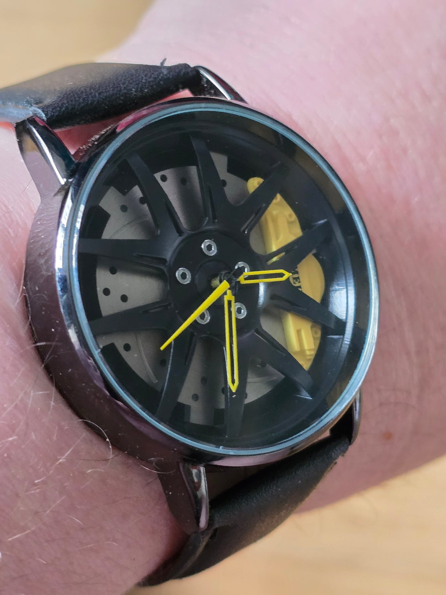 Mens Alloy Wheel Style Quartz Watch - Yellow - New - 1