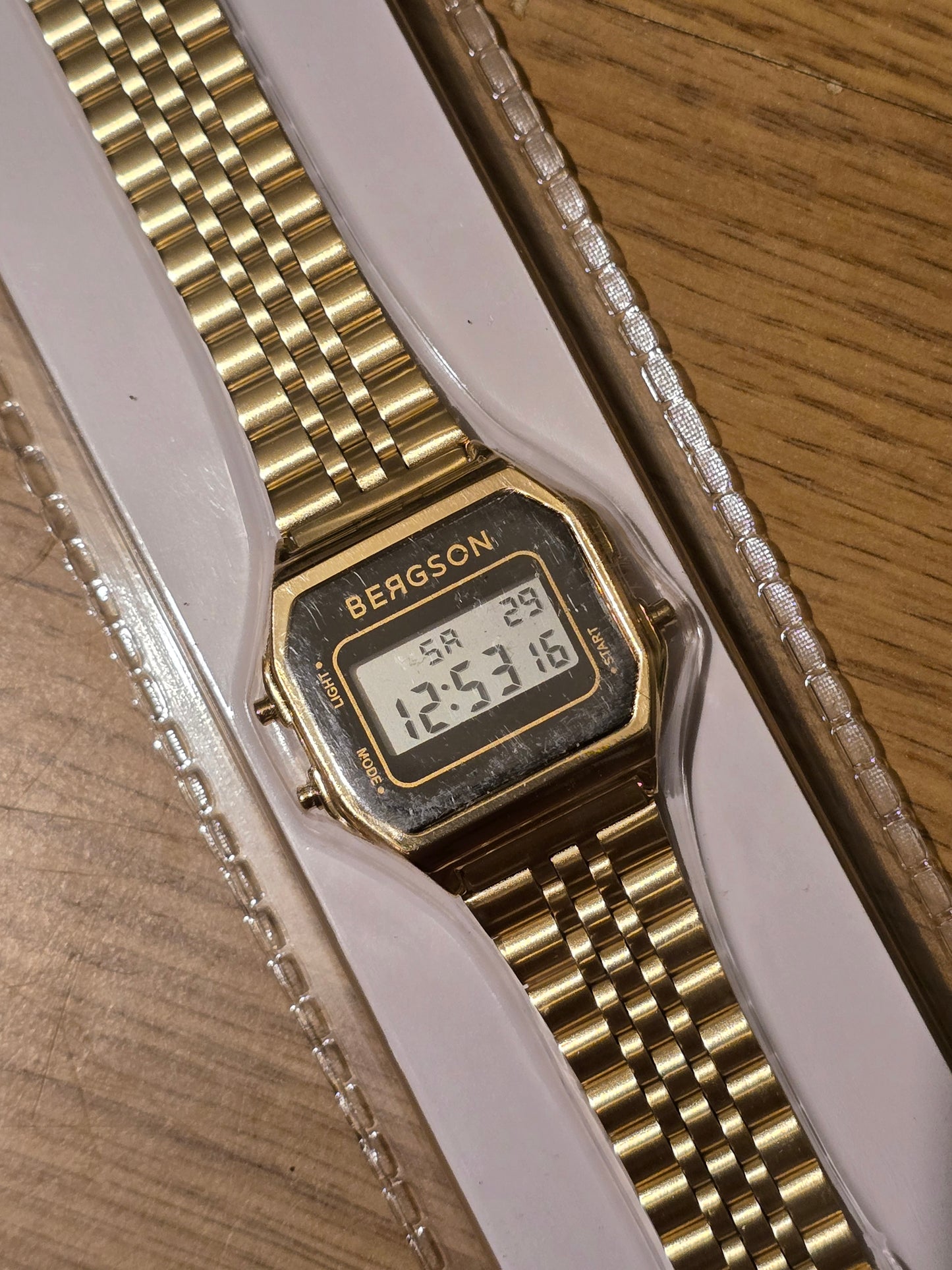 Bergson Unisex Digital Watch - Gold - New