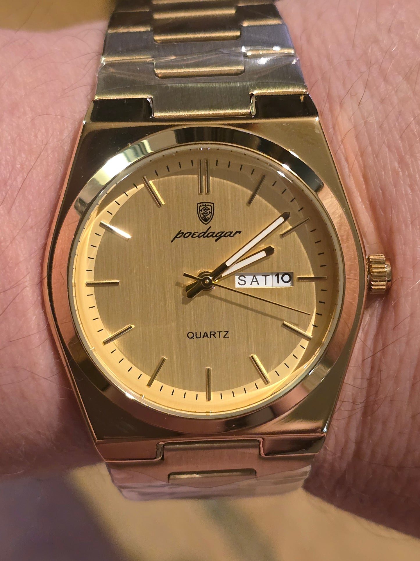 Poedagar Mens Gold Coloured Quartz Watch - New - 1