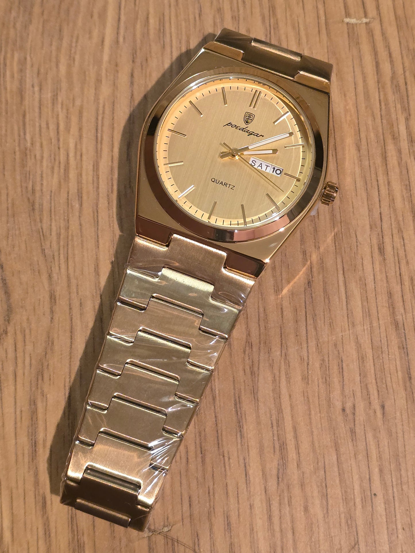 Poedagar Mens Gold Coloured Quartz Watch - New - 1