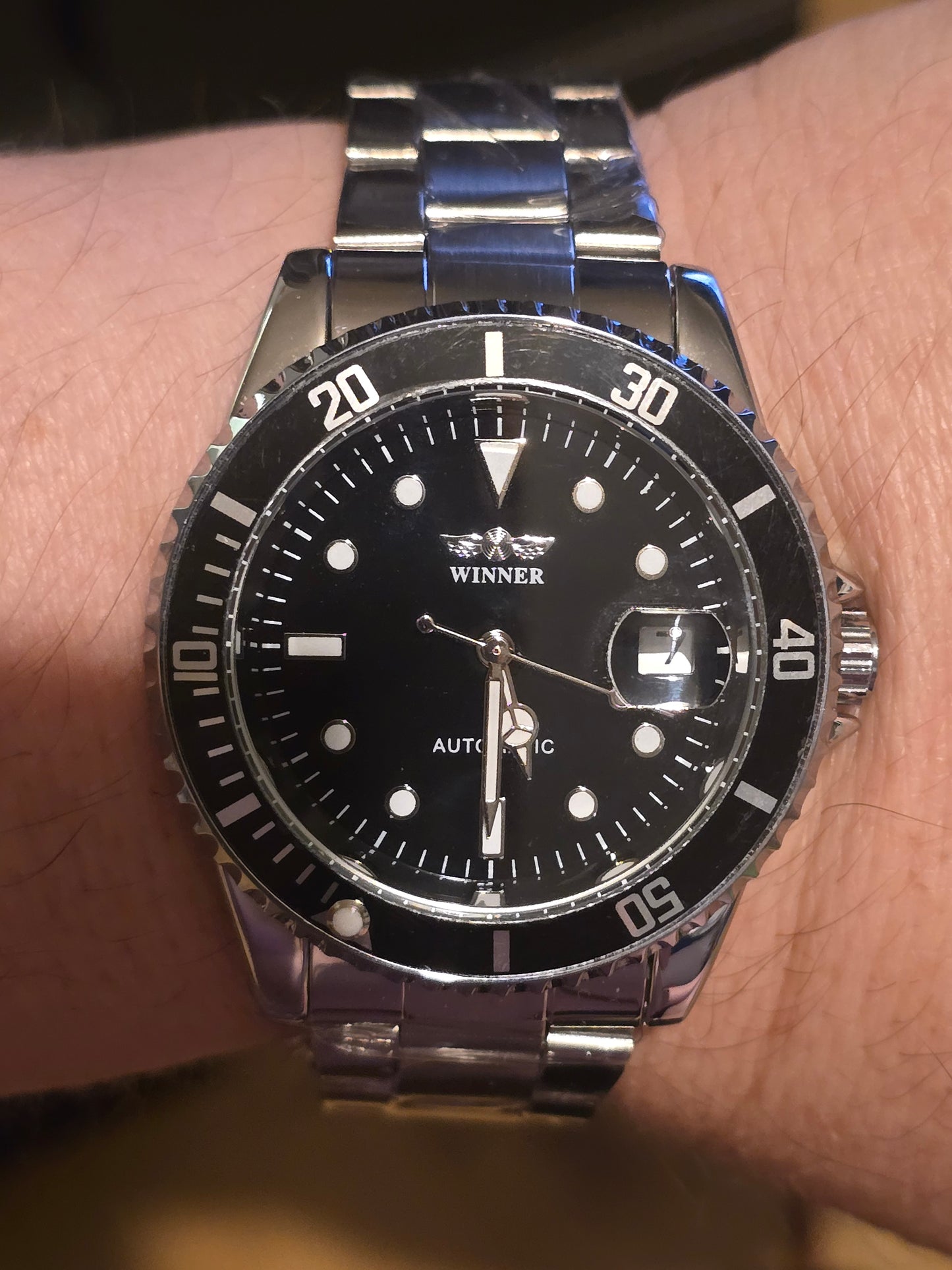 Winner Mens Automatic Self-Winding Watch - Black - New - 1