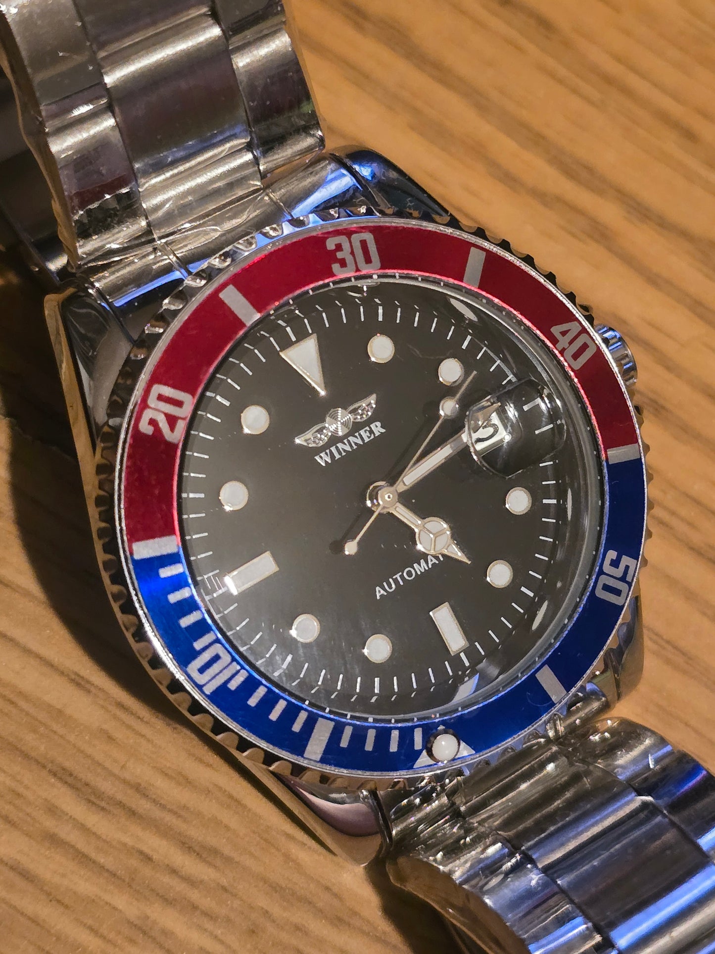 Winner Mens Automatic Self-Winding Watch - Red/Blue - New - 1