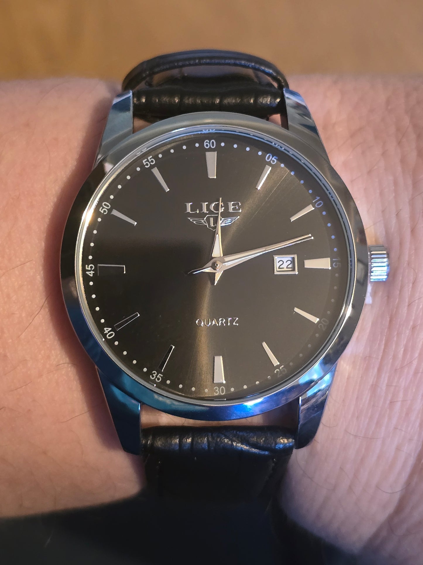 Lige Black/Silver Quartz Watch - New - 1