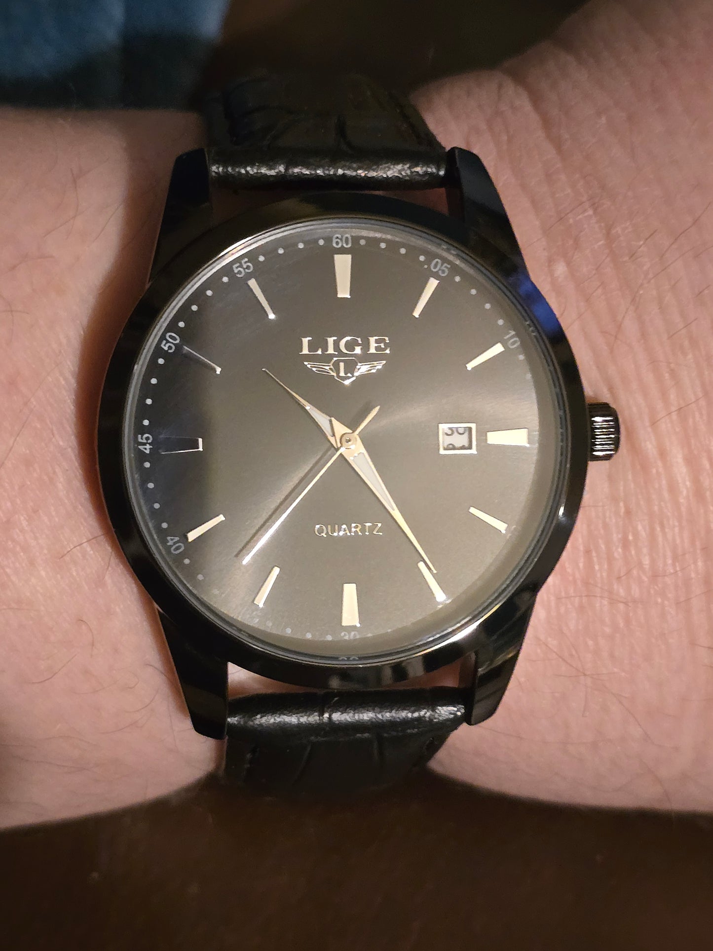 Lige Black Mens Quartz Watch - New - 1