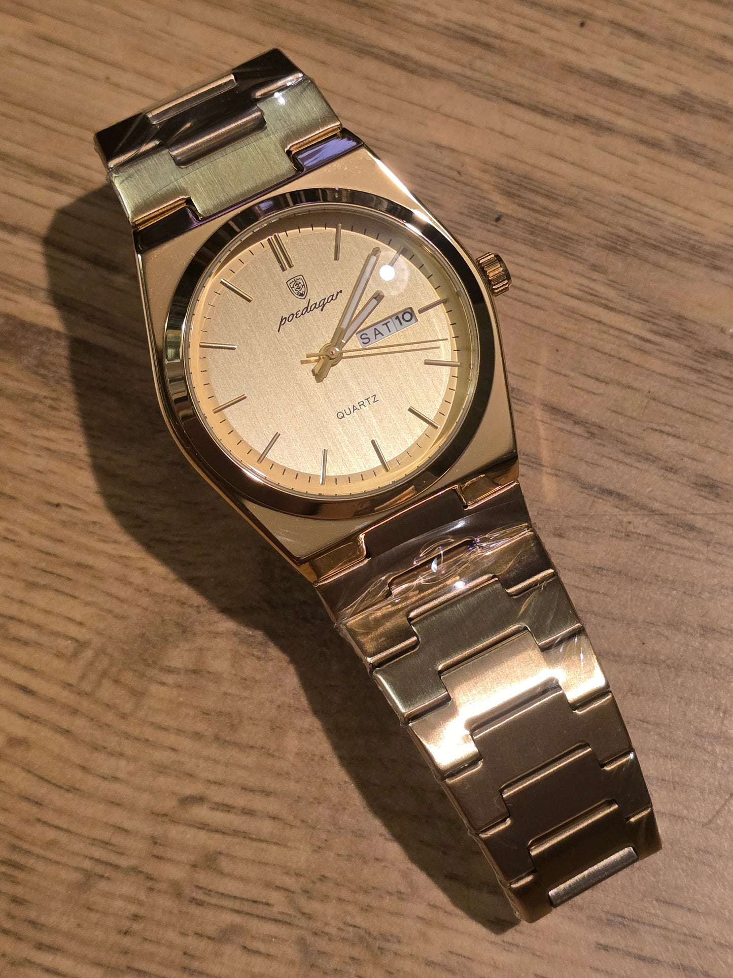 Poedagar Mens Gold Coloured Quartz Watch - New - 1