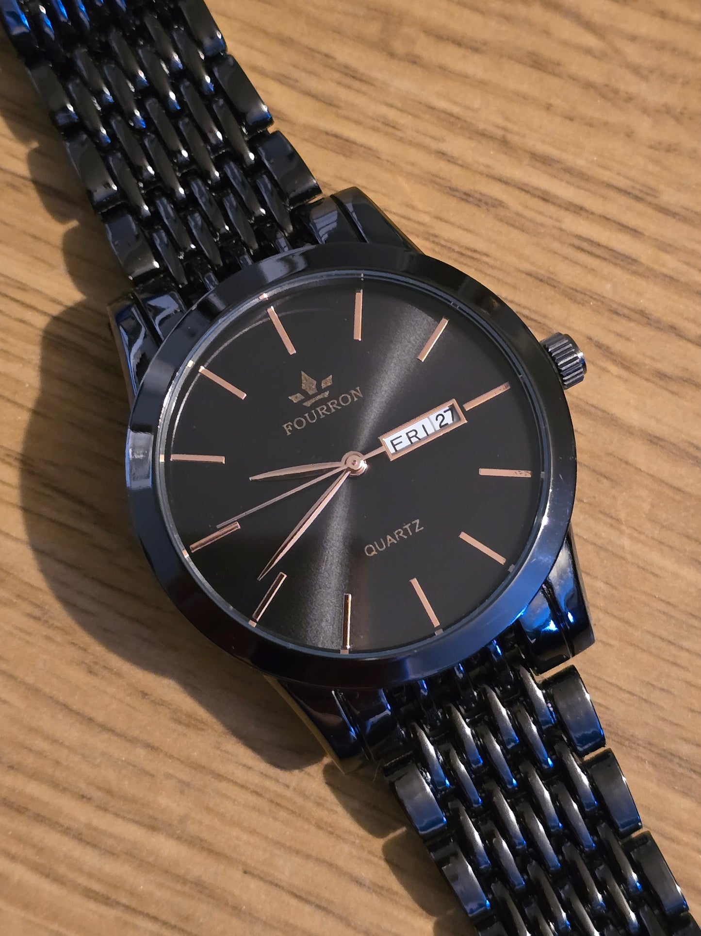 Fourron Mens Black Quartz Watch - New