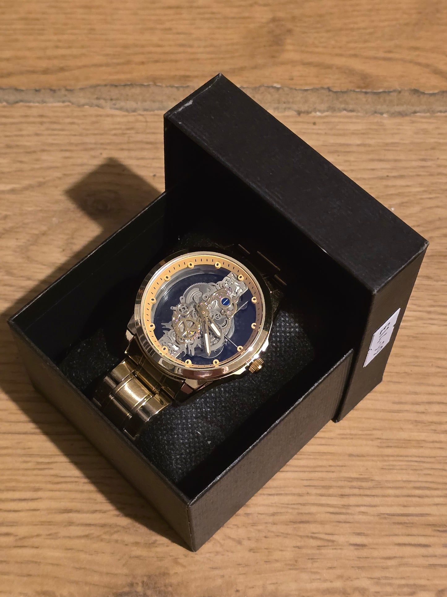 Louisifs Mens Skeleton Quartz Watch - Gold - New - 1