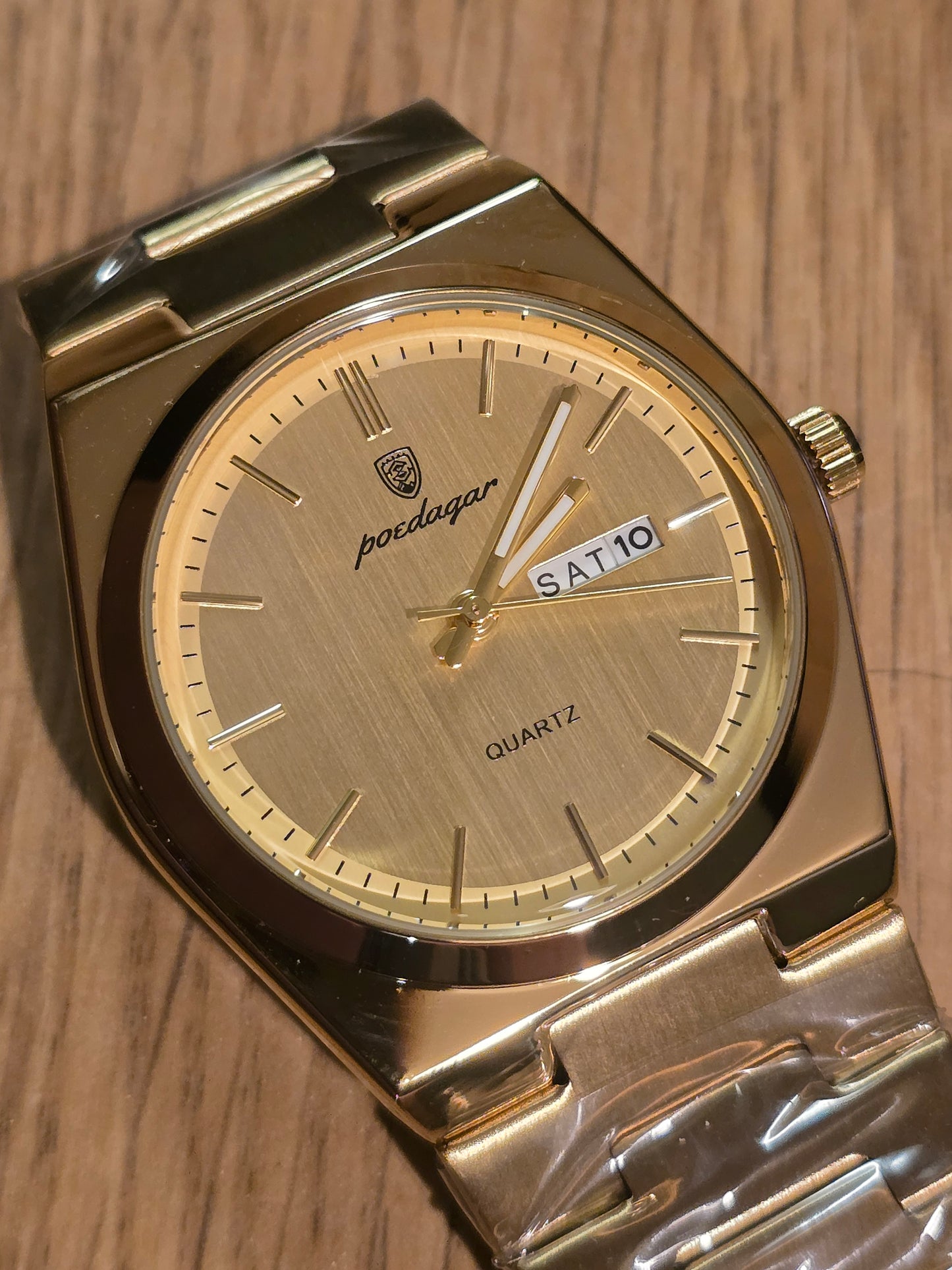 Poedagar Mens Gold Coloured Quartz Watch - New - 1