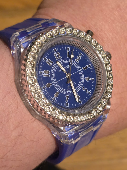 Geneva Unisex Multi-coloured LED Quartz Watch - New