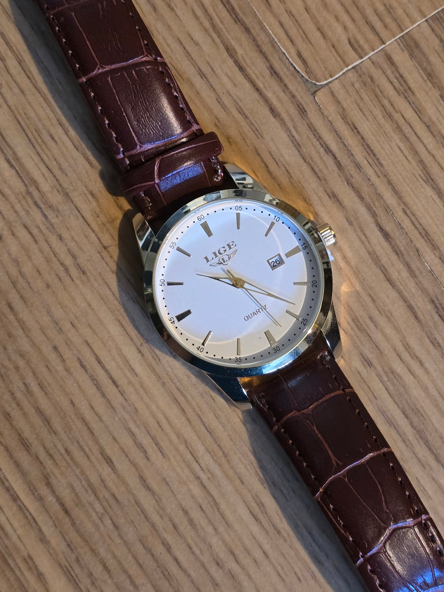 Lige Mens Brown/Gold Quartz Watch - New - 1