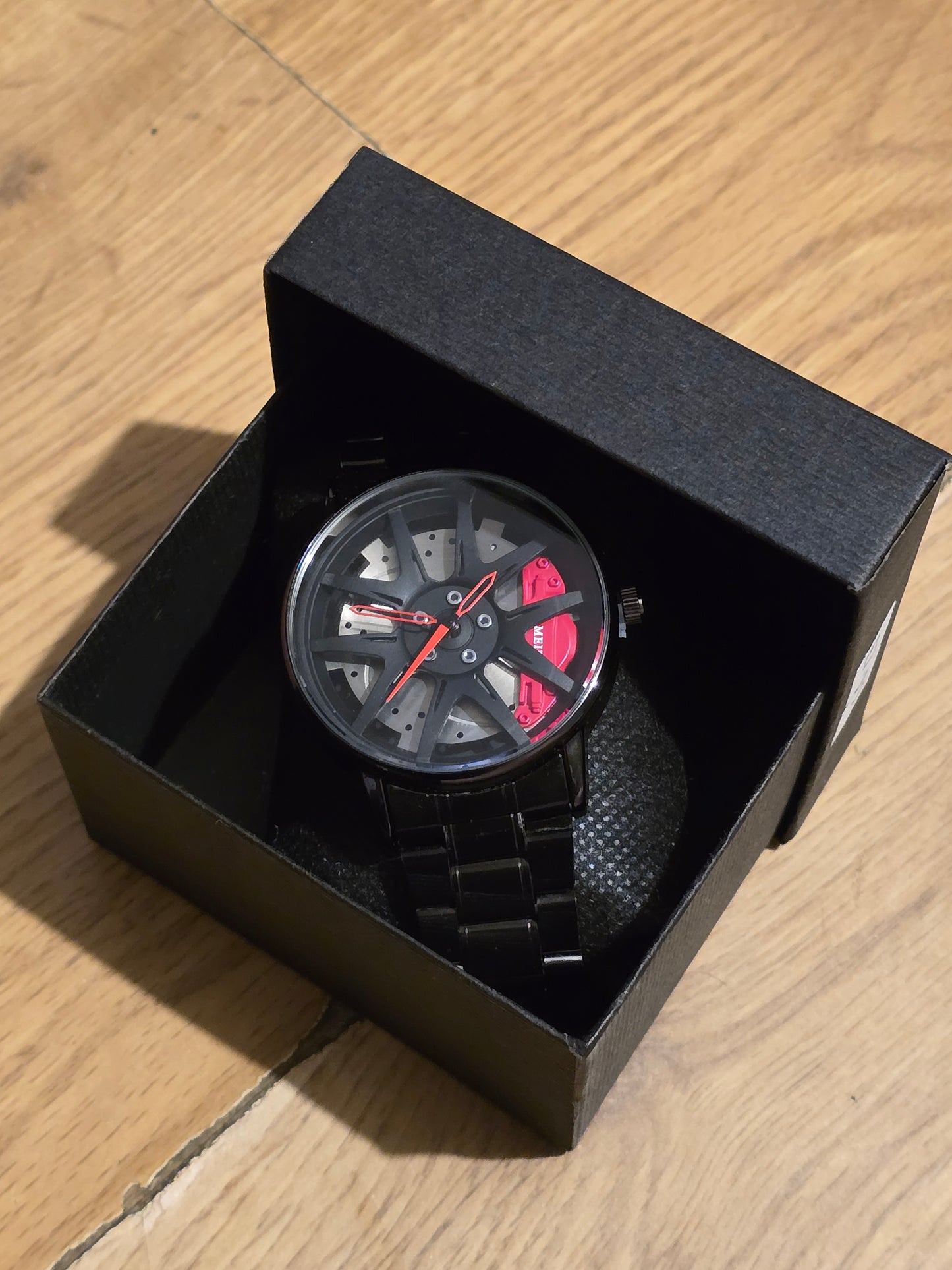 Mens Alloy Wheel Style Quartz Watch - Red - New - 1