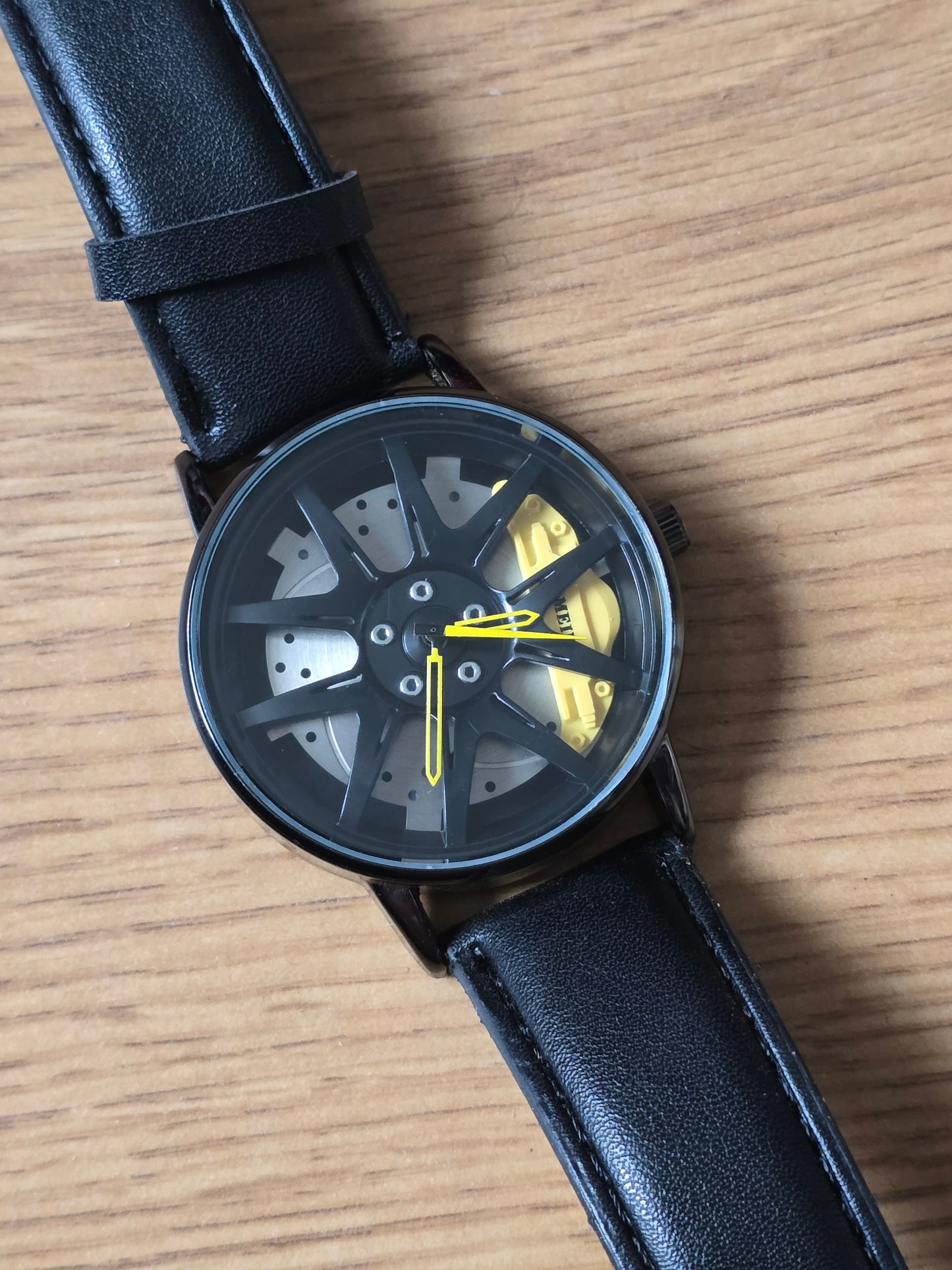 Mens Alloy Wheel Style Quartz Watch - Yellow - New - 1