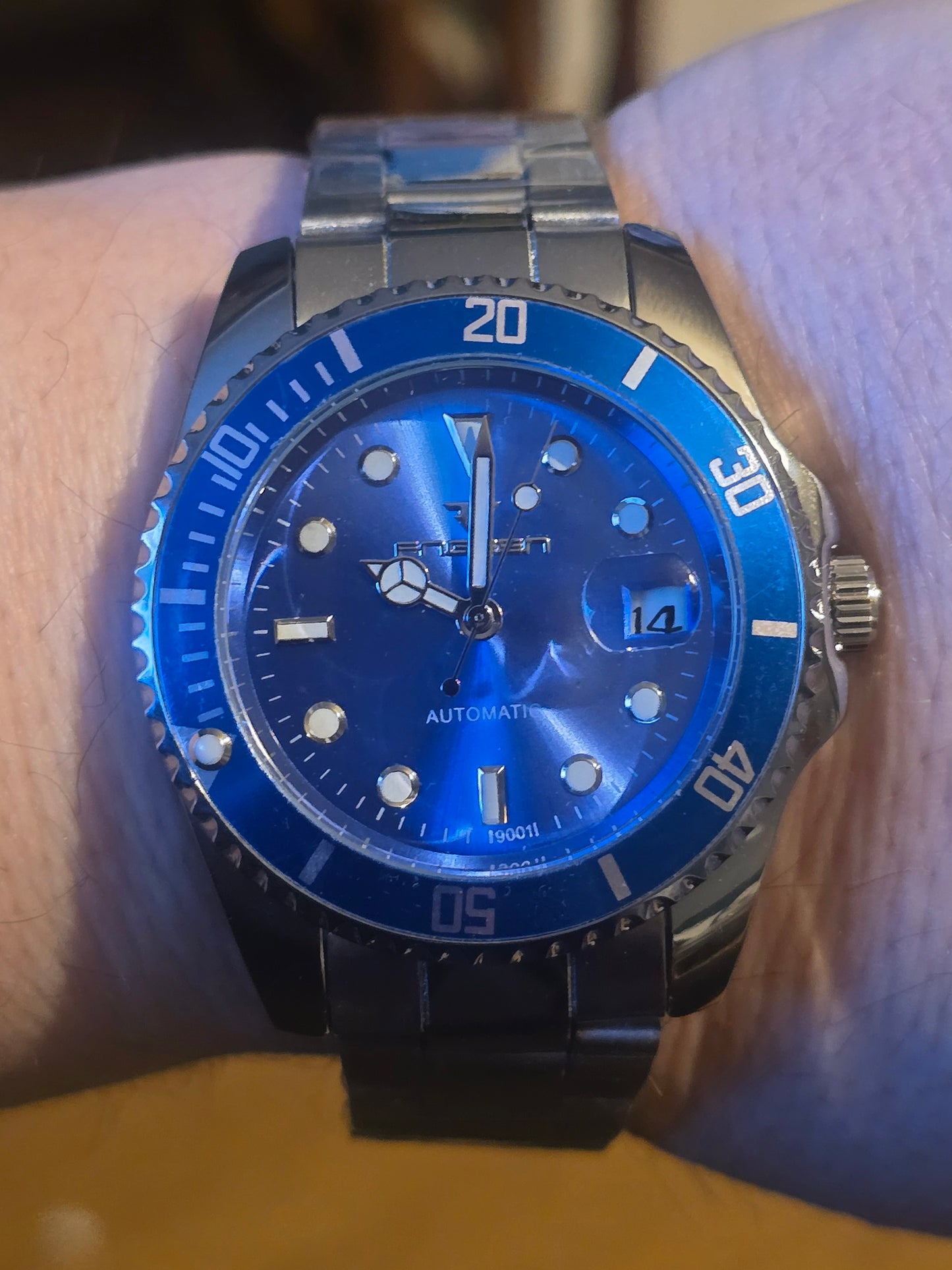 Fngeen Blue Mens Automatic Self-Winding Watch - New