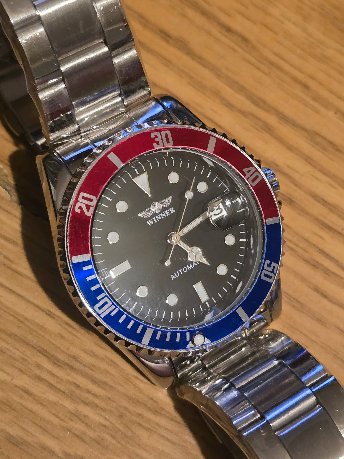 Winner Mens Automatic Self-Winding Watch - Red/Blue - New - 1