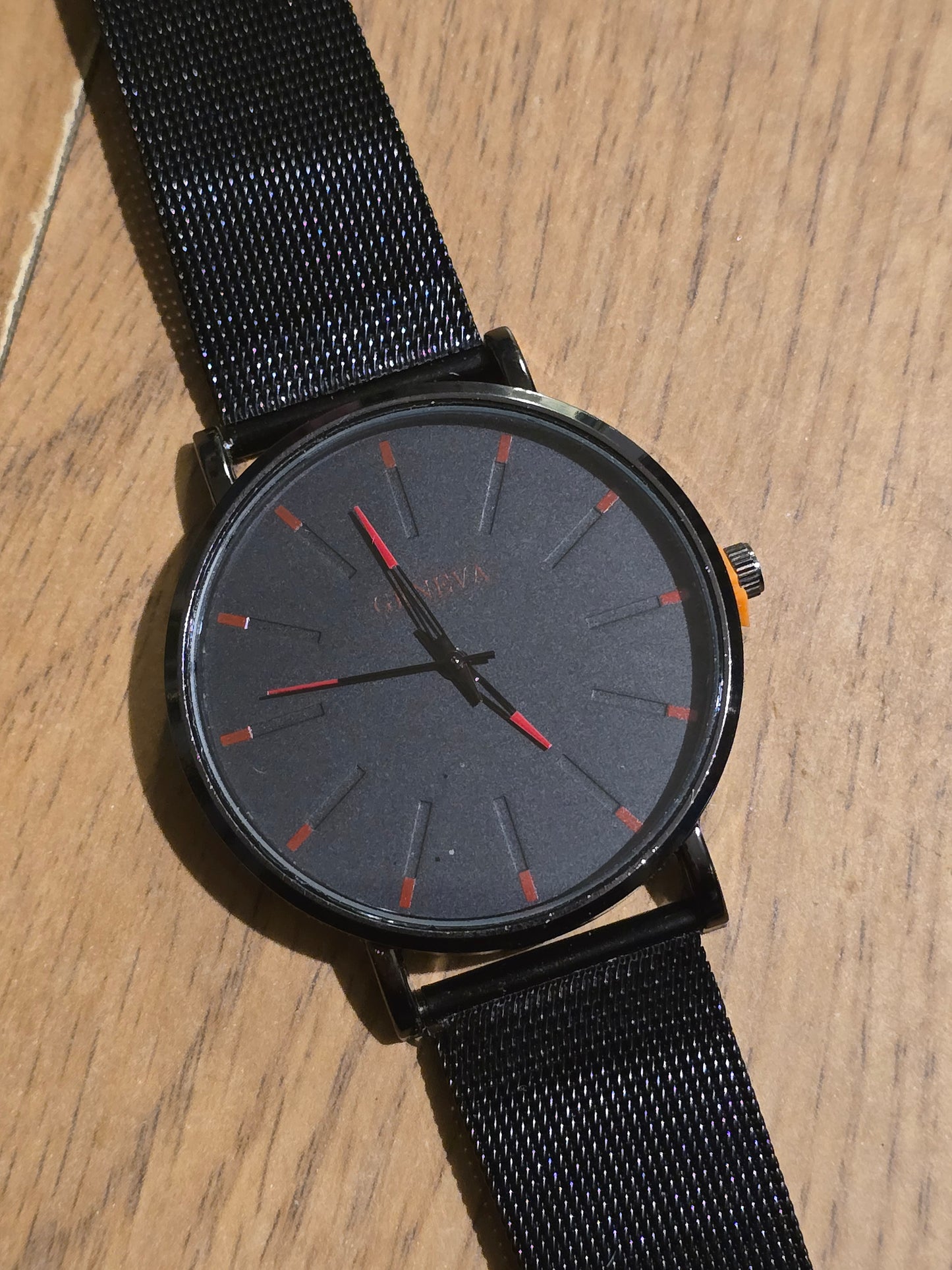 Geneva Black Mesh Unisex Watch - New