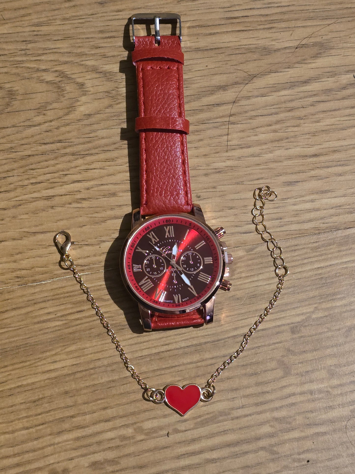 Geneva Ladies Valentine Watch & Bracelet Set - New