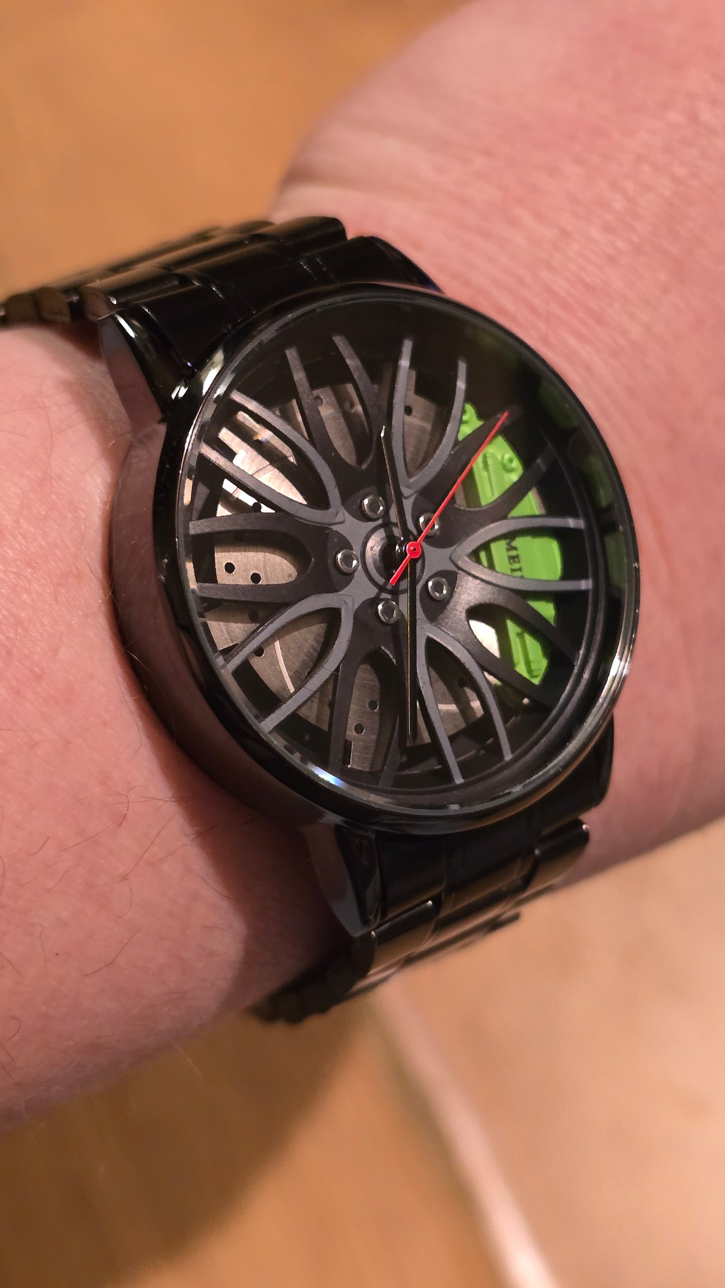 Mens / Unisex Alloy Wheel Style Quartz Watch - Green - New - 2