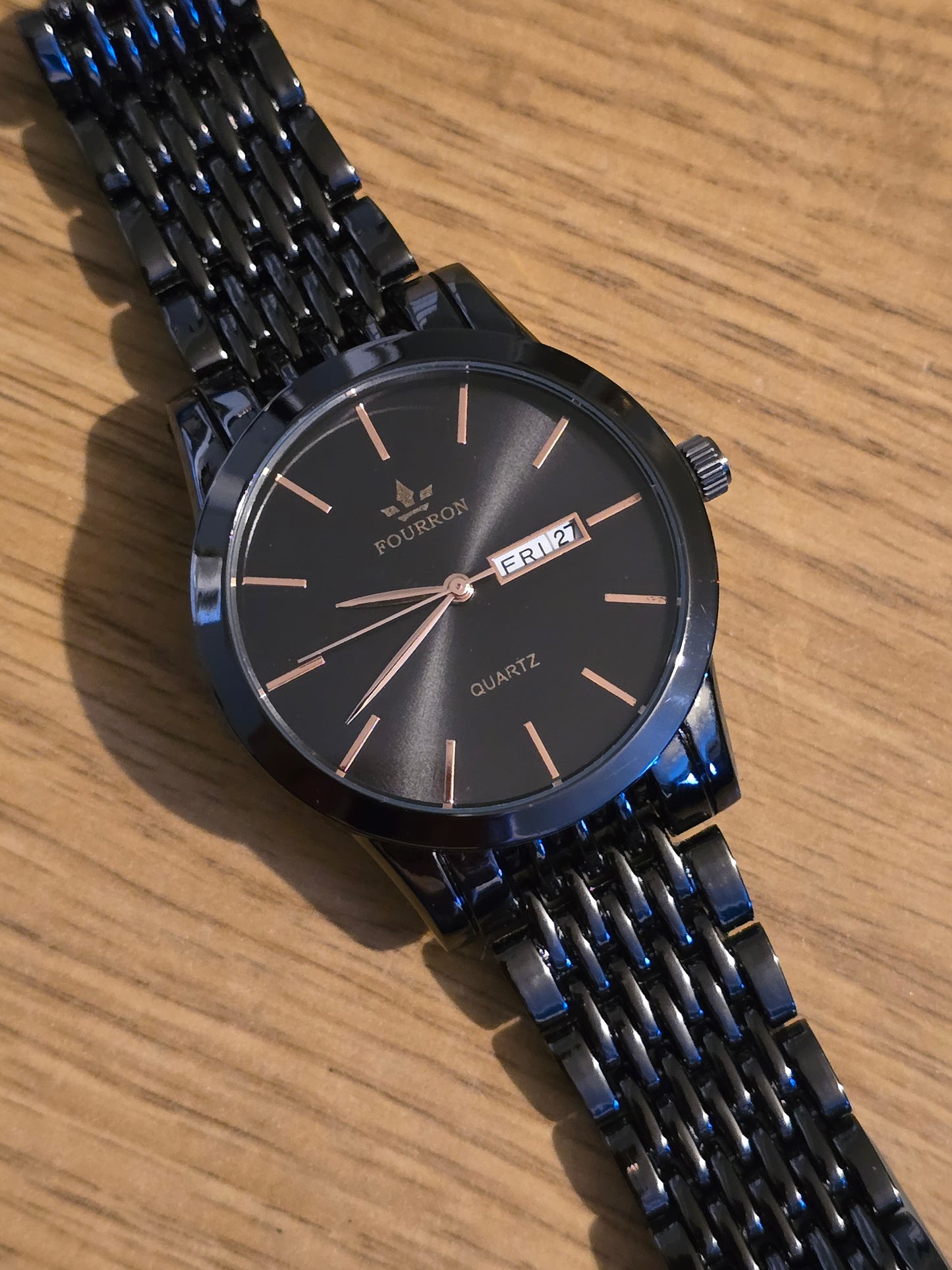 Fourron Mens Black Quartz Watch - New