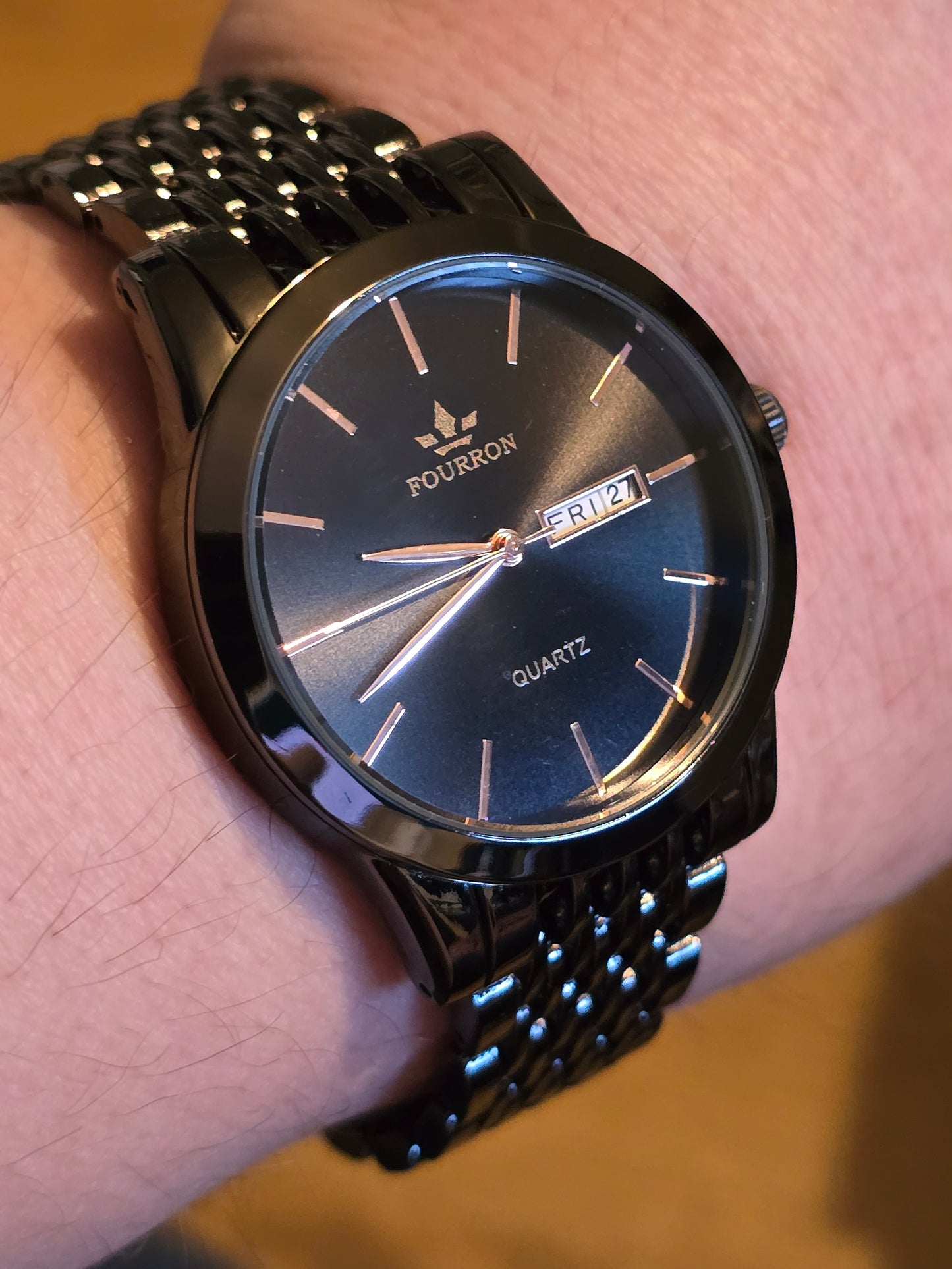 Fourron Mens Black Quartz Watch - New