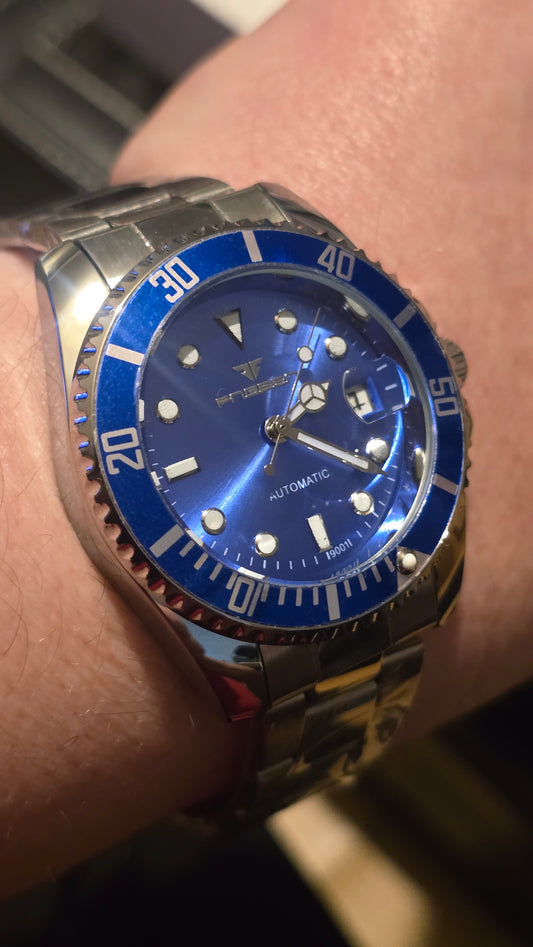 Fngeen Mens Automatic Self-Winding Watch - Blue - New