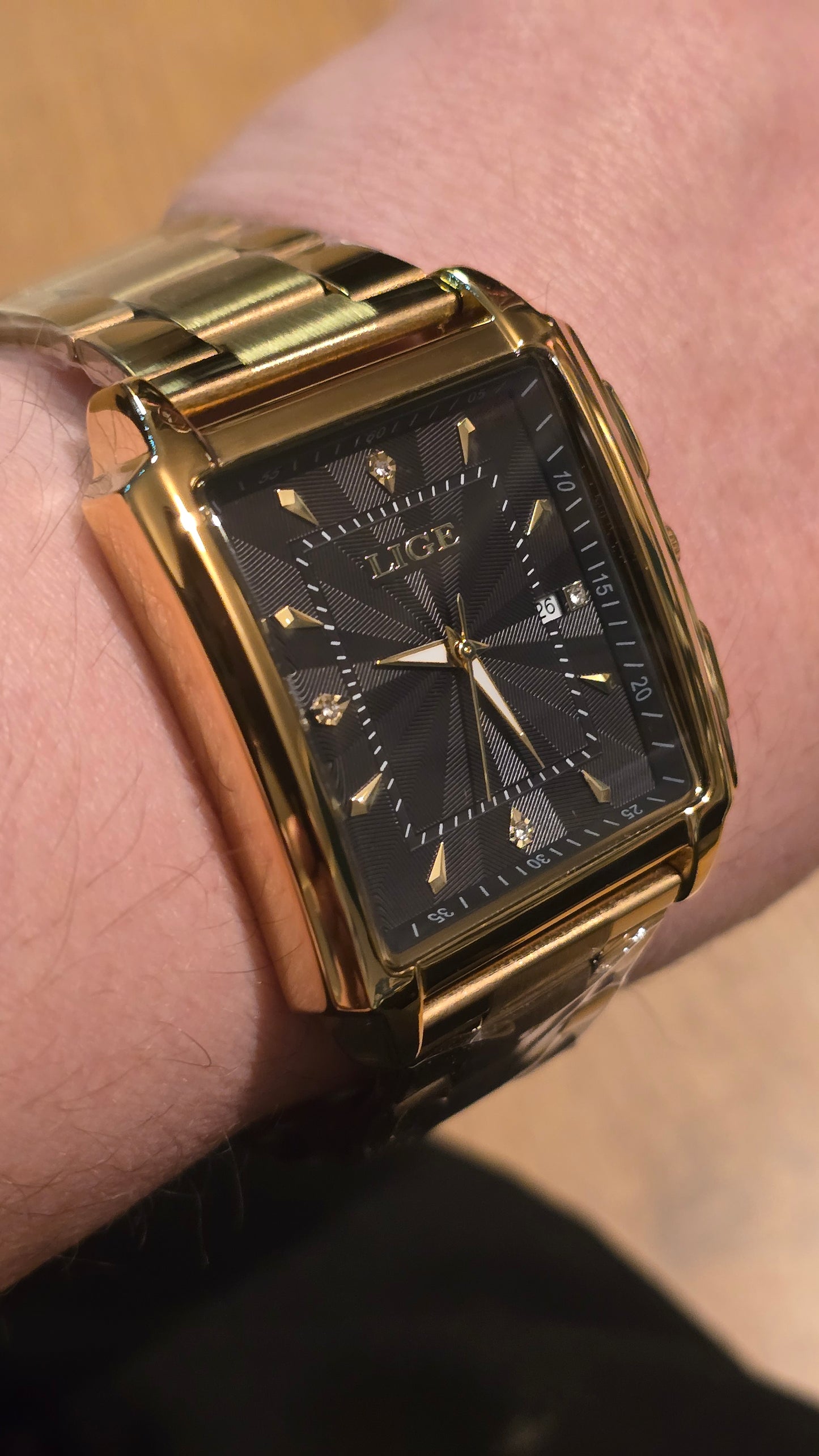 Lige Gold Coloured Mens Quartz Watch - New