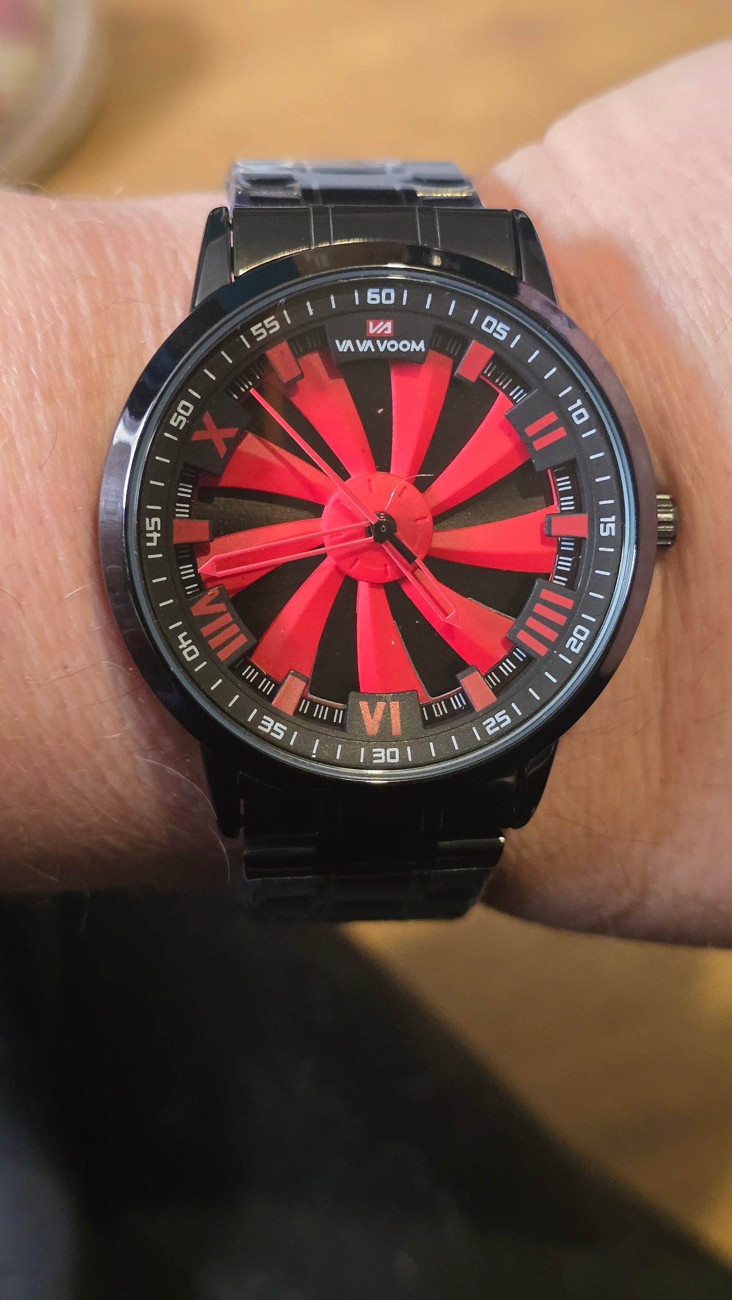 Va Va Voom Mens Revolving Wheel Sports Watch - Red - New - 1